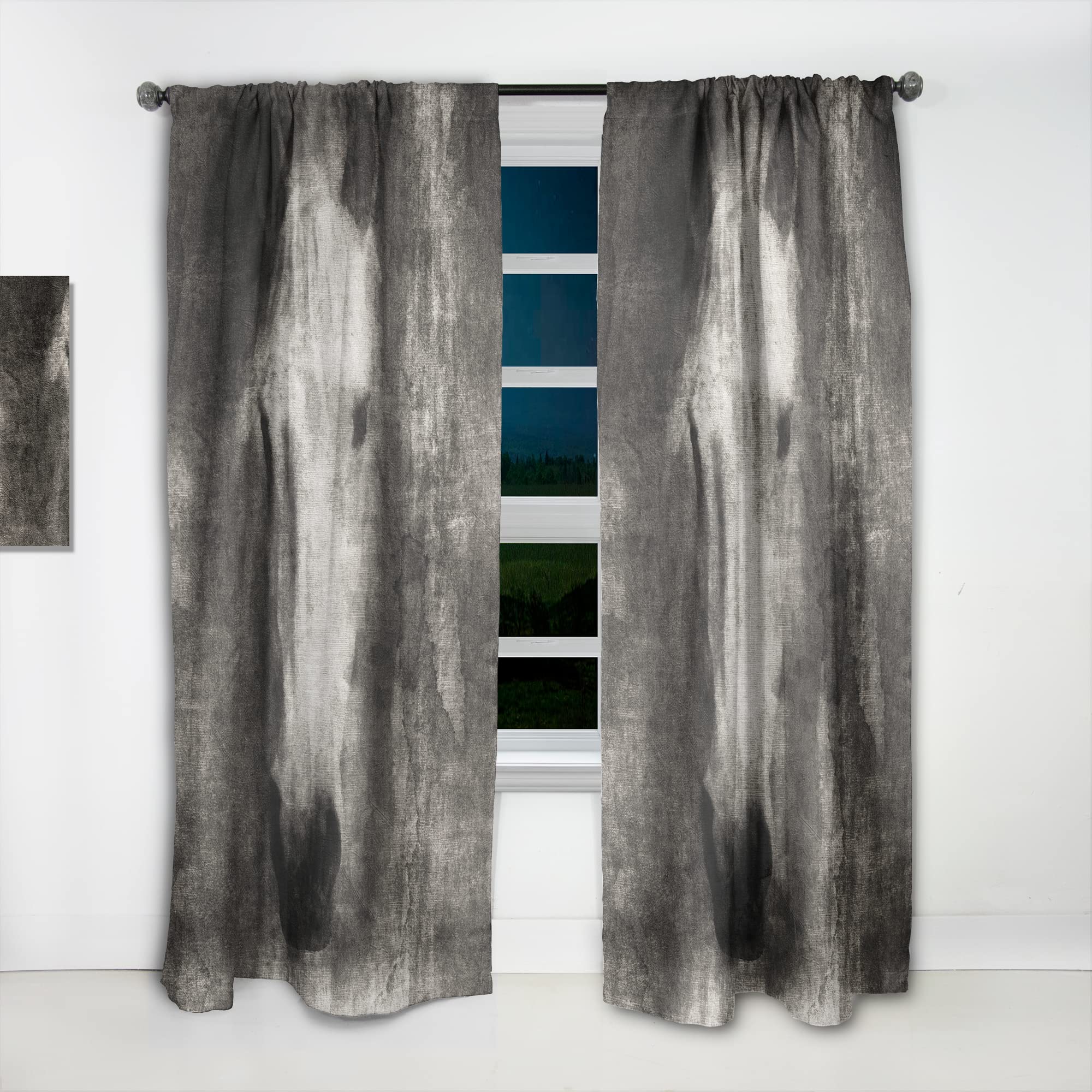 Farmhouse Horse II Thermal Insulated Curtains - 52x108 Single Panel for Bedroom & Living Room - Blackout Drapes for Cozy Home Decor & Sun Protection