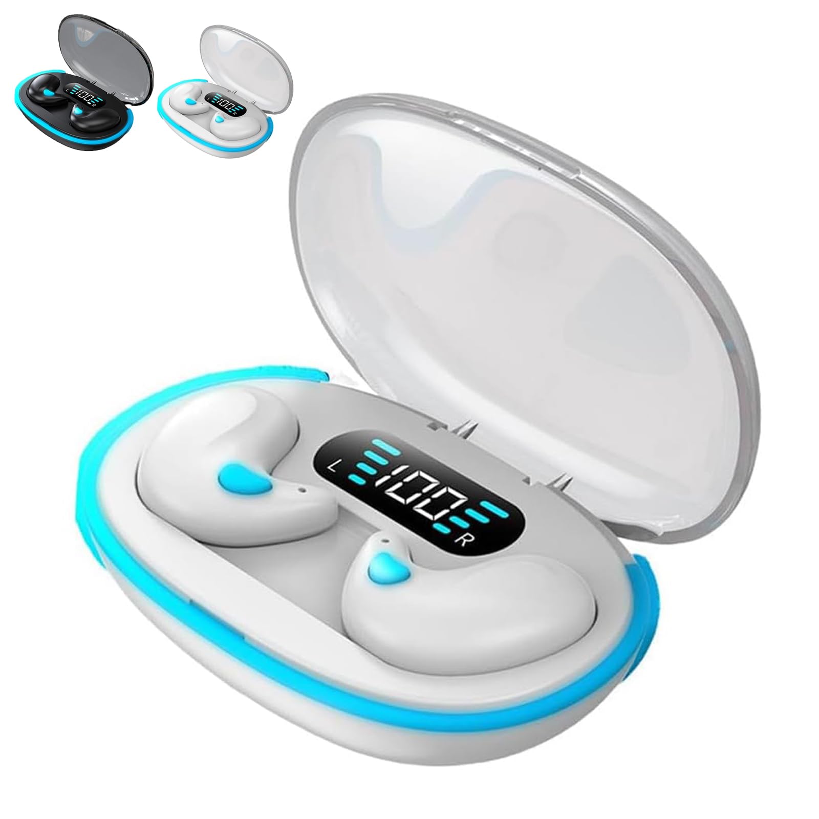 Bone Conduction Sleep Bluetooth Headset - Wireless Noise Cancelling Sports Earphones with 5.3 Technology, Comfortable In-Ear Design for Running, Workouts & Office Use (White)