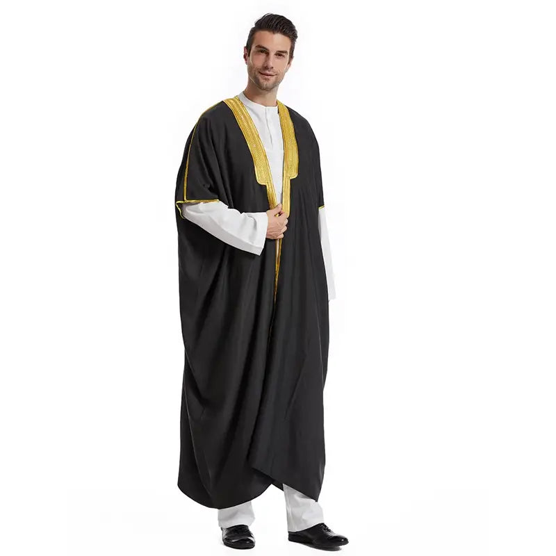 Premium Middle Eastern Arab Men's Sheikh Bisht - Traditional Embroidered Robe for Weddings, Festivals & Special Occasions