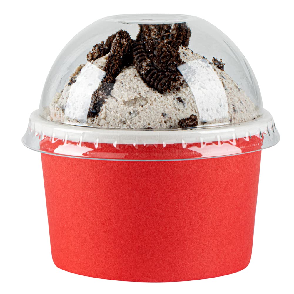50 Pack Clear Plastic Dome Lids for 3oz Coppetta To-Go Cups | Disposable Dessert Cup Lids | Perfect for Ice Cream, Yogurt & Pudding Takeout | Restaurant & Bakery Supplies