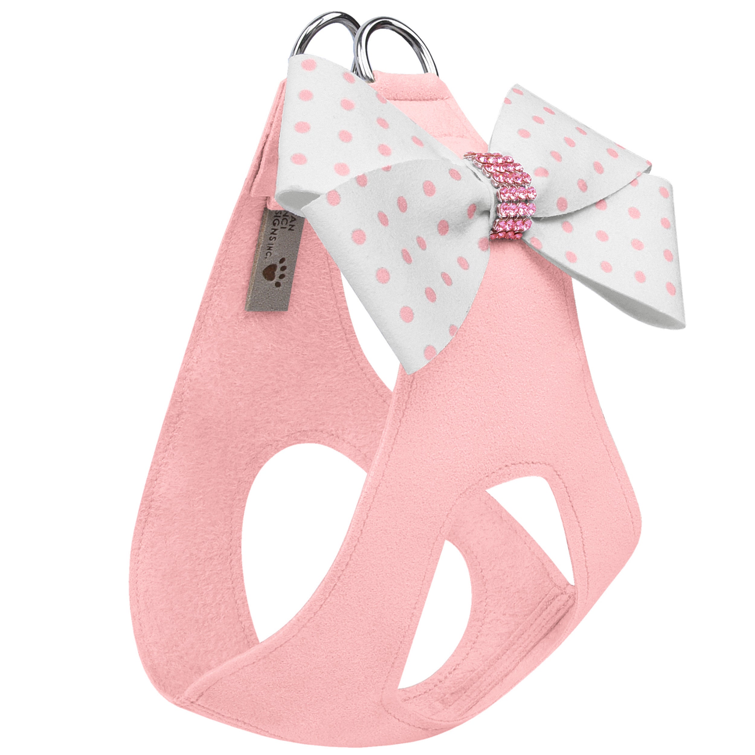 Polka Dot Step-In Dog Harness with Bow - Pink Nouveau Giltmore Design for Small & Medium Dogs | Perfect for Walks, Training & Outdoor Adventures