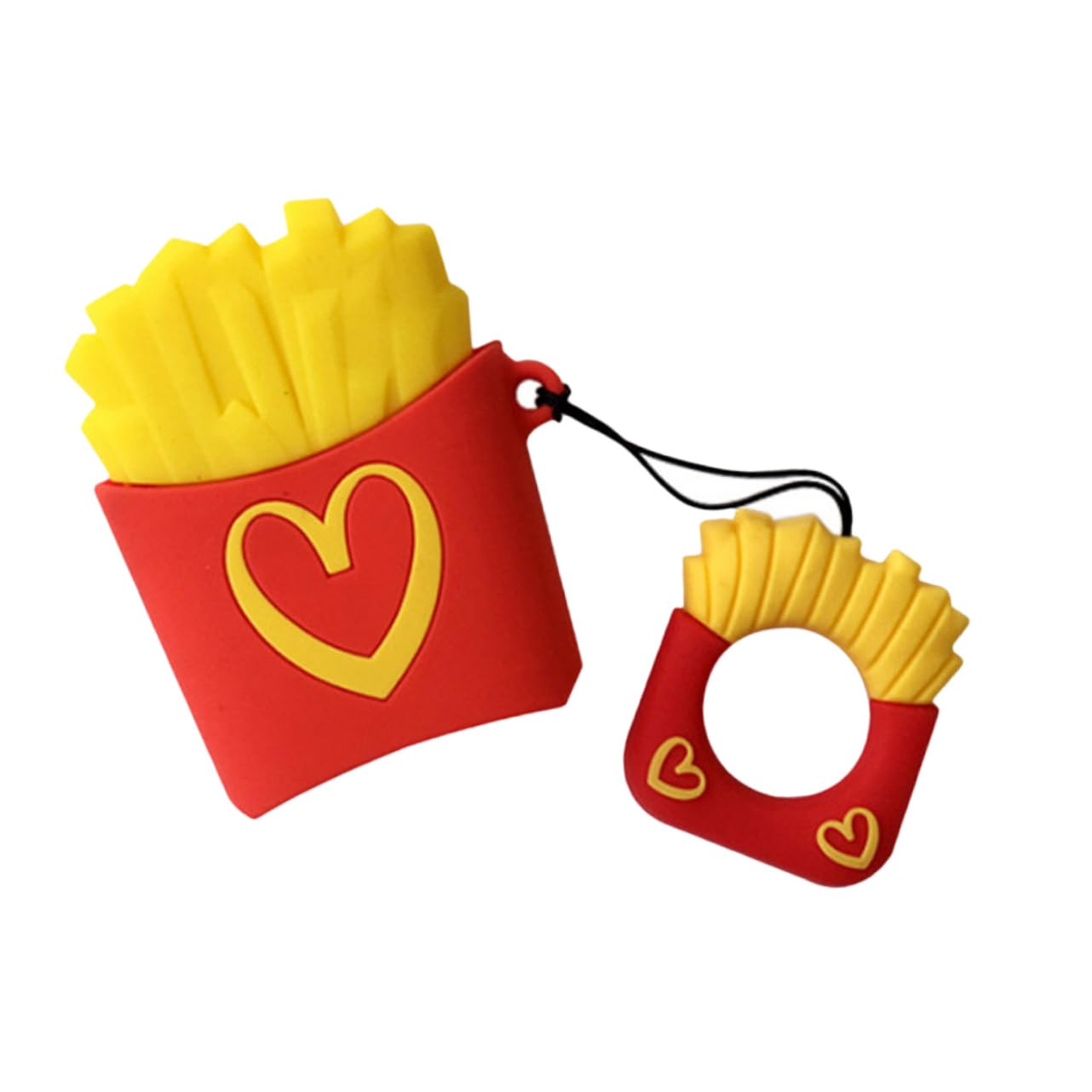 3-Piece French Fries Keychain Headset Cover - Cute Earphone Protector Case for AirPods & Wireless Earbuds - Fun Accessory for Music Lovers & Popcorn Movie Nights