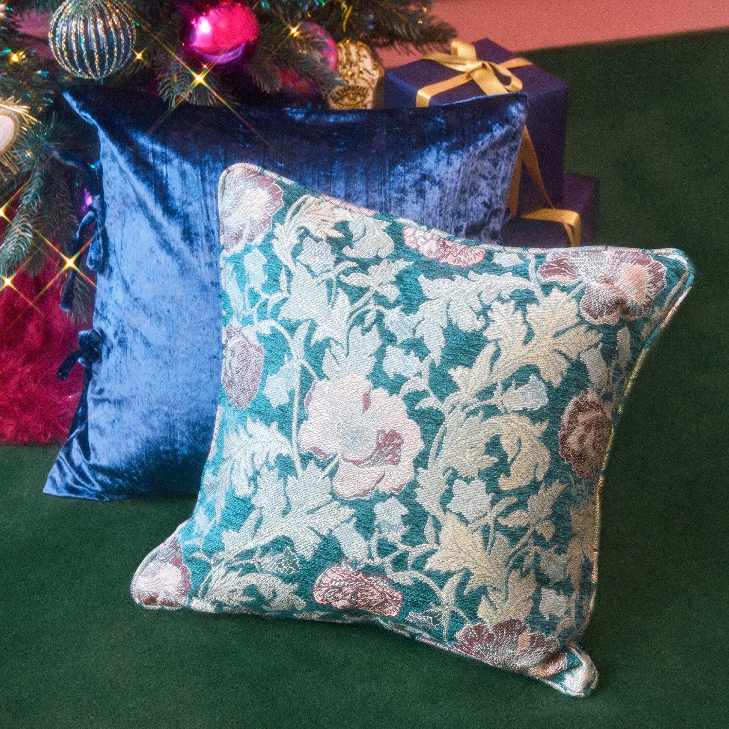 JQ Floral Cushion Cover 18x18 Inches Green - Soft Decorative Pillow Case for Sofa, Bed, Living Room & Home Decor