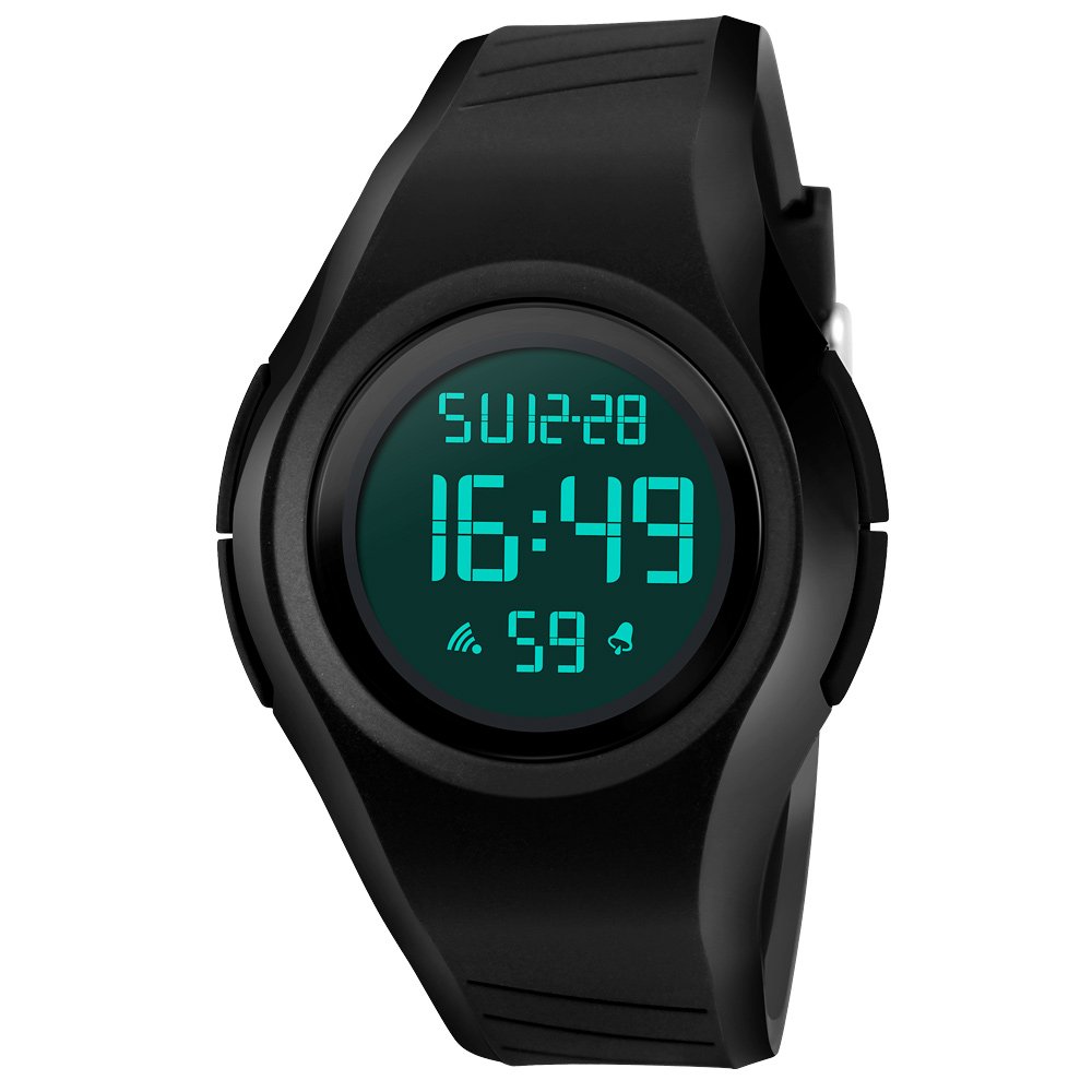 TONSHEN Unisex Digital Sports Watch - 50M Waterproof Military Tactical Watch with LED Backlight, Stopwatch, Alarm | Shock Resistant Outdoor Watch for Running, Hiking, Swimming & Camping (Black)