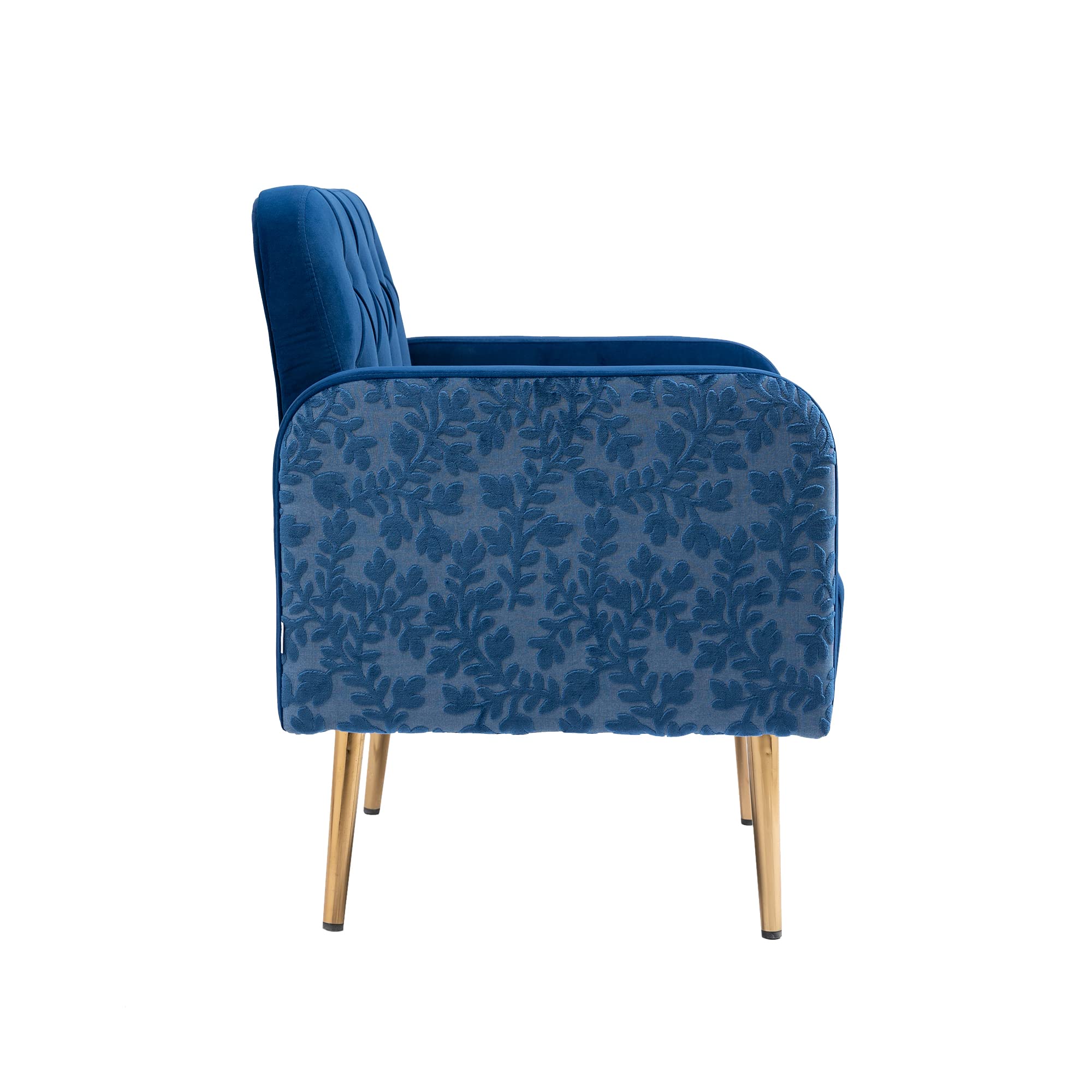 Velvet Tufted Accent Chair - Comfortable Living Room Lounge Armchair with Rose Gold Metal Trim, Upholstered Sofa Chair for Bedroom & Office Decor | Perfect for Relaxing, Reading & Small Space Seating