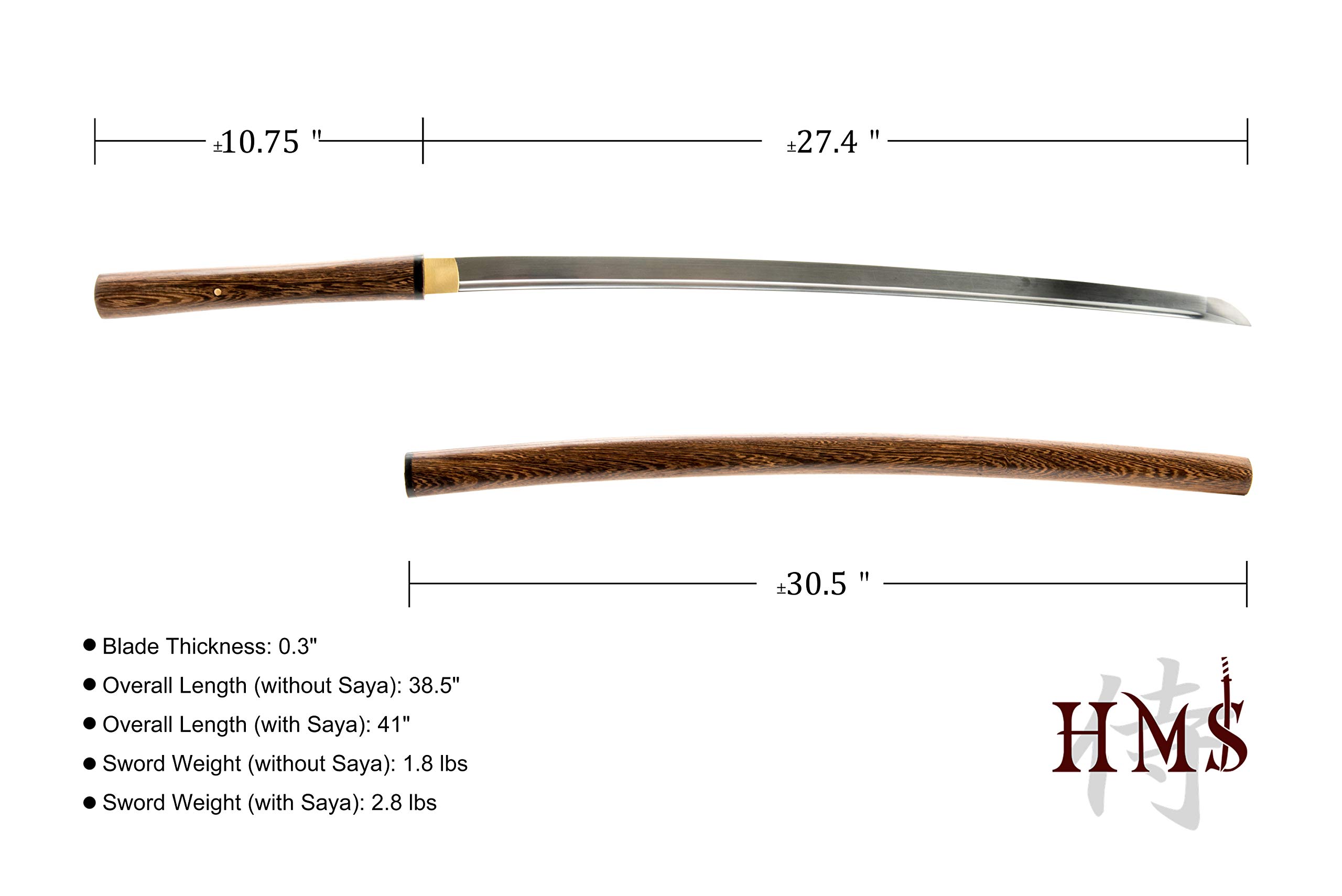 Authentic Japanese Samurai Shirasaya Katana - 1045 Carbon Steel, Hand Forged & Heat Tempered Full Tang Functional Sword - Perfect for Martial Arts Training, Cosplay & Collectors Display