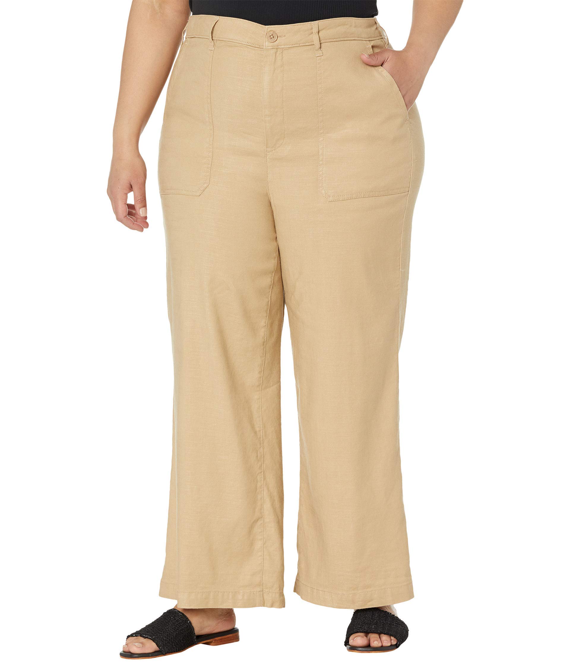 NYDJ Women's Plus Size High Waist Wide Leg Ankle Pants - Stretch Linen Twill Fabric for Comfort & Style | Perfect for Work, Office & Casual Outfits