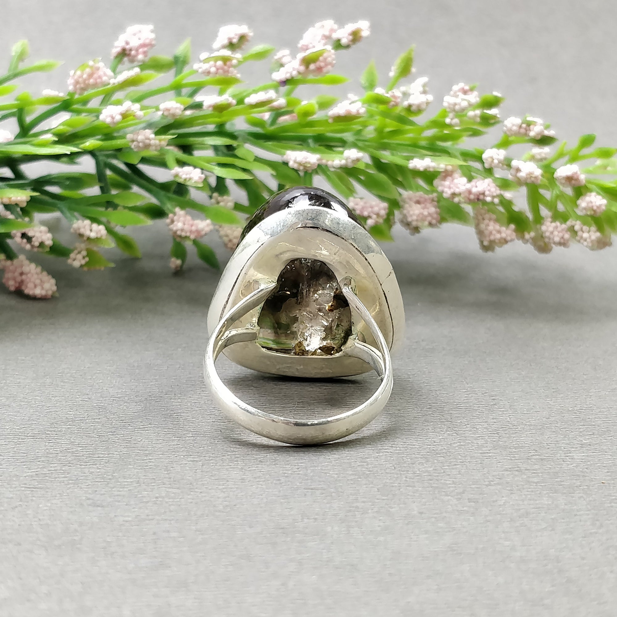 925 Sterling Silver Ring with Natural Amethyst Gemstone - Handcrafted Uneven Cabochon Bezel Set Statement Ring for Men & Women (Size 9 US) | Perfect for Gifts, Weddings & Everyday Elegant Wear