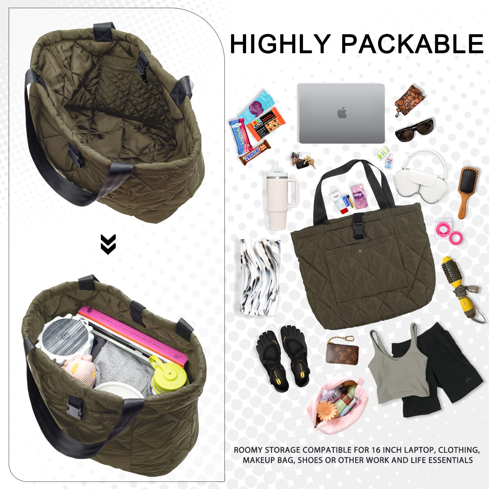 Stylish Large Tote Bags for Women - Durable Laptop Shoulder Bag with Buckle for Work, Gym & Travel | Perfect Work Tote, Commuter Bag & Weekend Getaway Essential