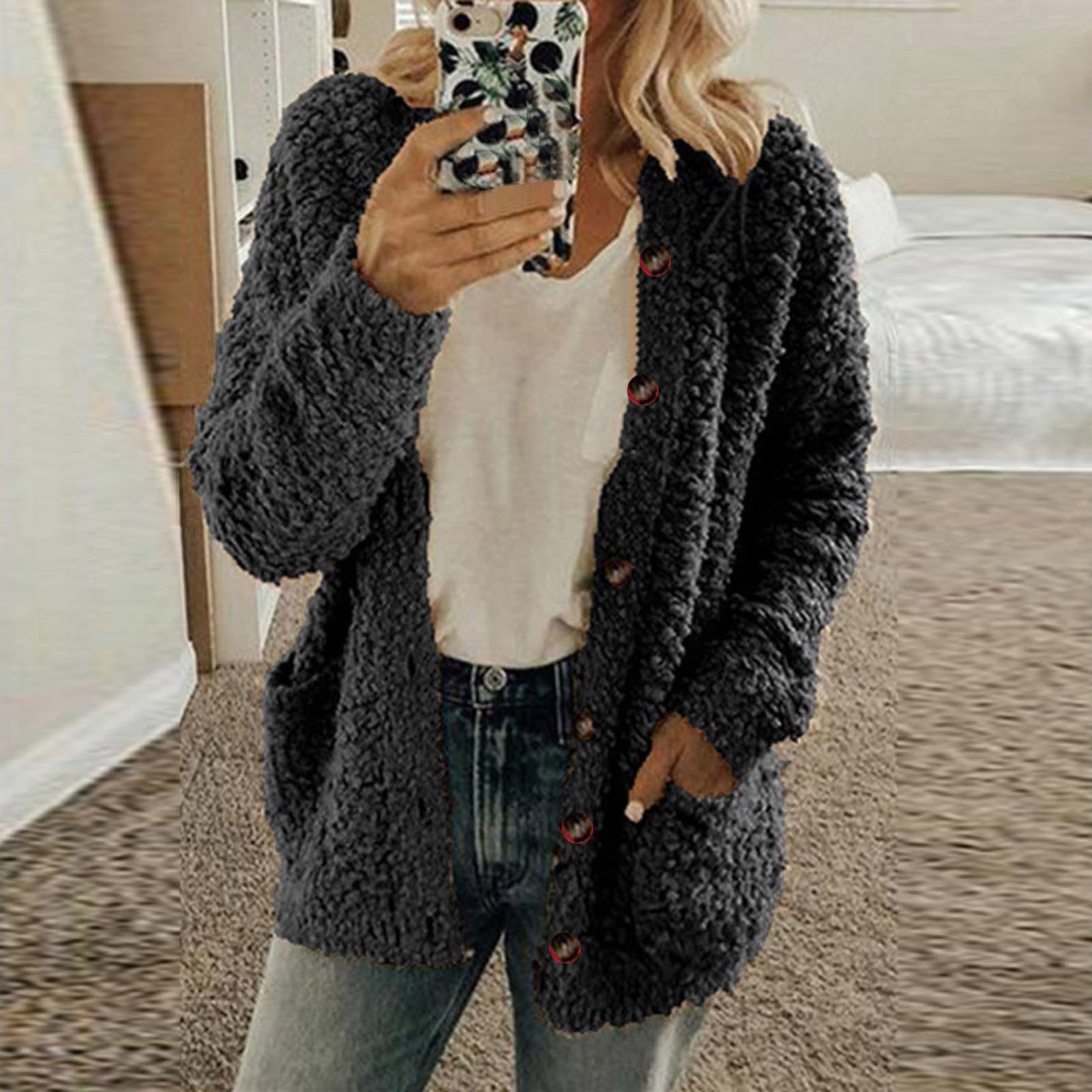 Women's Winter Fleece Jacket 2024 - Soft Fuzzy Sherpa Cardigan with Open Front, Warm Cozy Casual Coat for Cold Weather | Perfect for Outdoor Activities, Daily Wear & Winter Fashion