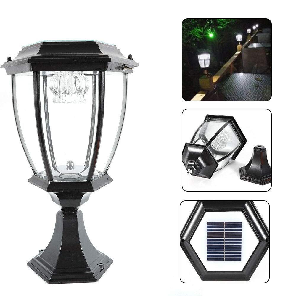LYNICESHOP Solar Post Lights Outdoor - Waterproof Garden Pathway Lights, Solar Powered Fence Post Cap Lights for Wooden Deck, Yard, Driveway (7.87''X6.30''X13.78'', Black) - Perfect for Landscape Lighting, Backyard Decor & Nighttime Safety