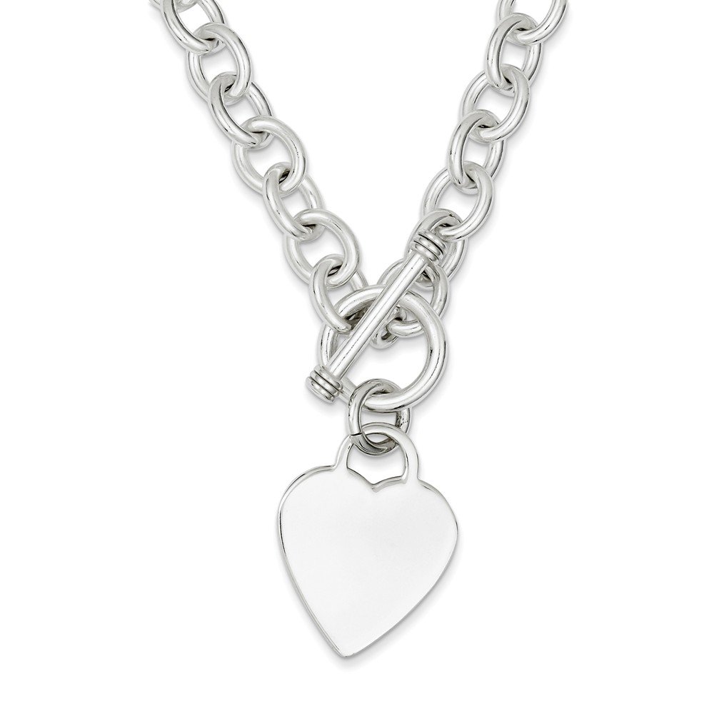 Sterling Silver Heart Toggle Necklace for Women - Elegant Fancy Link Chain Jewelry Gift for Valentine's Day, Anniversary & Special Occasions