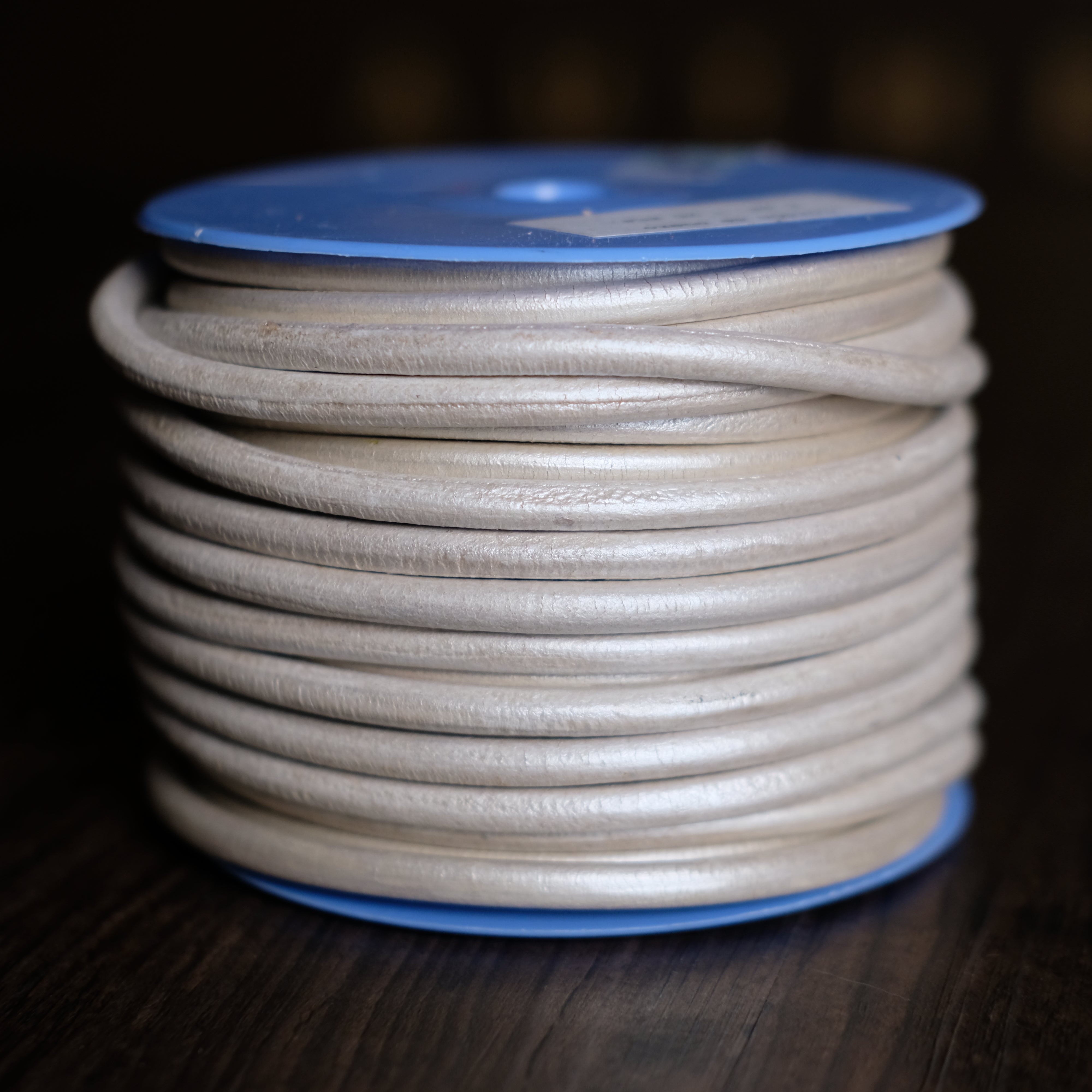 Gabarro 6mm Round Leather Cord - Pearl White for Jewelry Making, Bracelets & DIY Crafts | Premium Quality Leather String for Beading, Macrame & Handmade Accessories