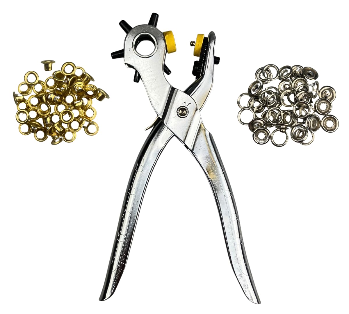 3-in-1 Multi-Function Pliers - 8.5 Inch (21.6 cm) Stainless Steel Hole Punch, Snap Tool & Eyelet Setter - Perfect for Leather Craft, DIY Projects, Plastic & Vinyl Fabric Repair - Ideal for Jewelry Making, Bag Repair & Shoe Making
