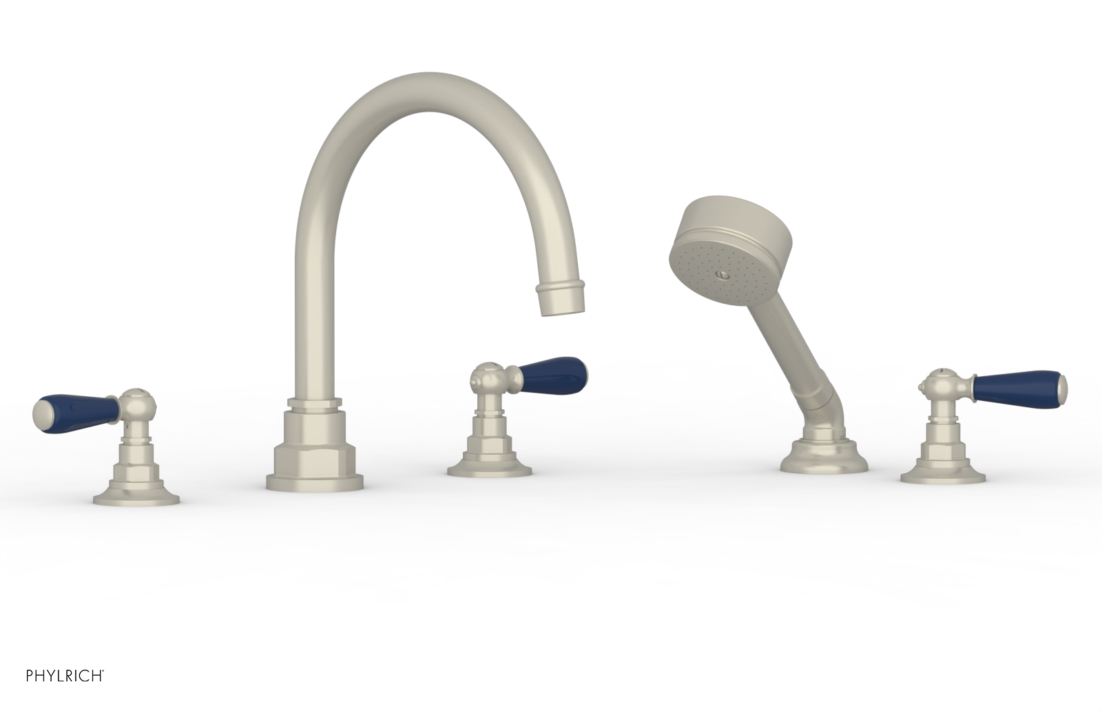 Jamestown Deck Tub Set with Hand Shower - Lever Handles & Navy Blue Accents - 165