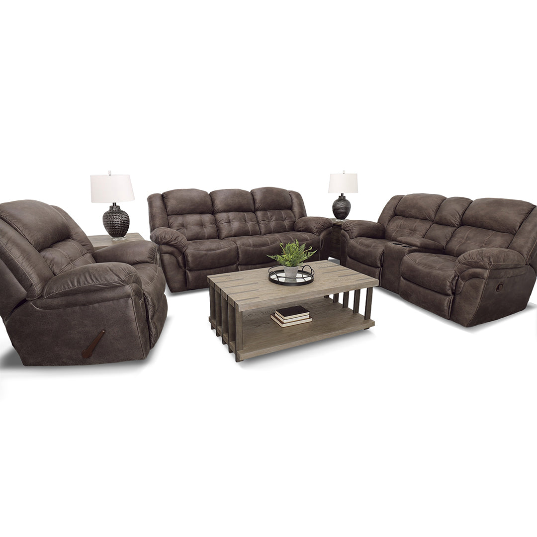 Premium Frontier Reclining Sofa - 3-Seater Leather Living Room Couch with Adjustable Backrest and Cup Holders - Perfect for Home Theater, Family Room & Office Lounge (Brown)