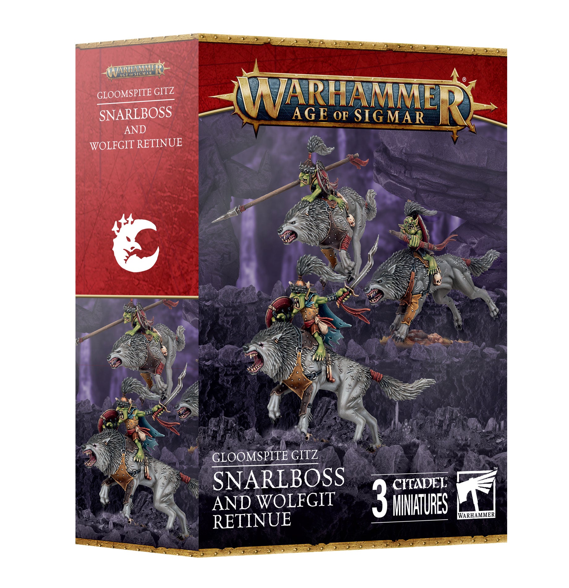 Gloomspite Gitz Snarlboss and Wolfgit Retinue - AOS Warhammer Fantasy Miniatures for Tabletop Gaming & Collecting