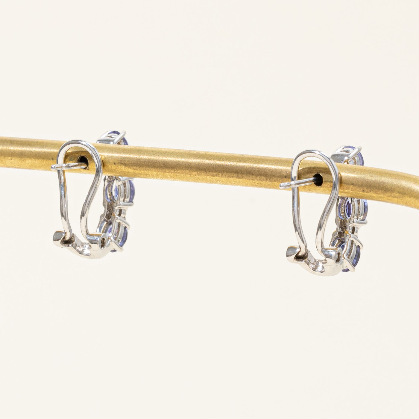 Exquisite 0.90ctw Tanzanite & 0.06ctw Diamond Half Hoop Earrings for Women | 925 Sterling Silver Jewelry | Perfect for Weddings, Parties & Special Occasions