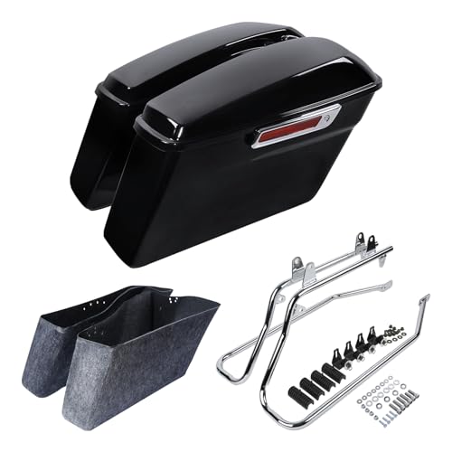 Vivid Black Chrome Saddlebag + Chrome Brackets