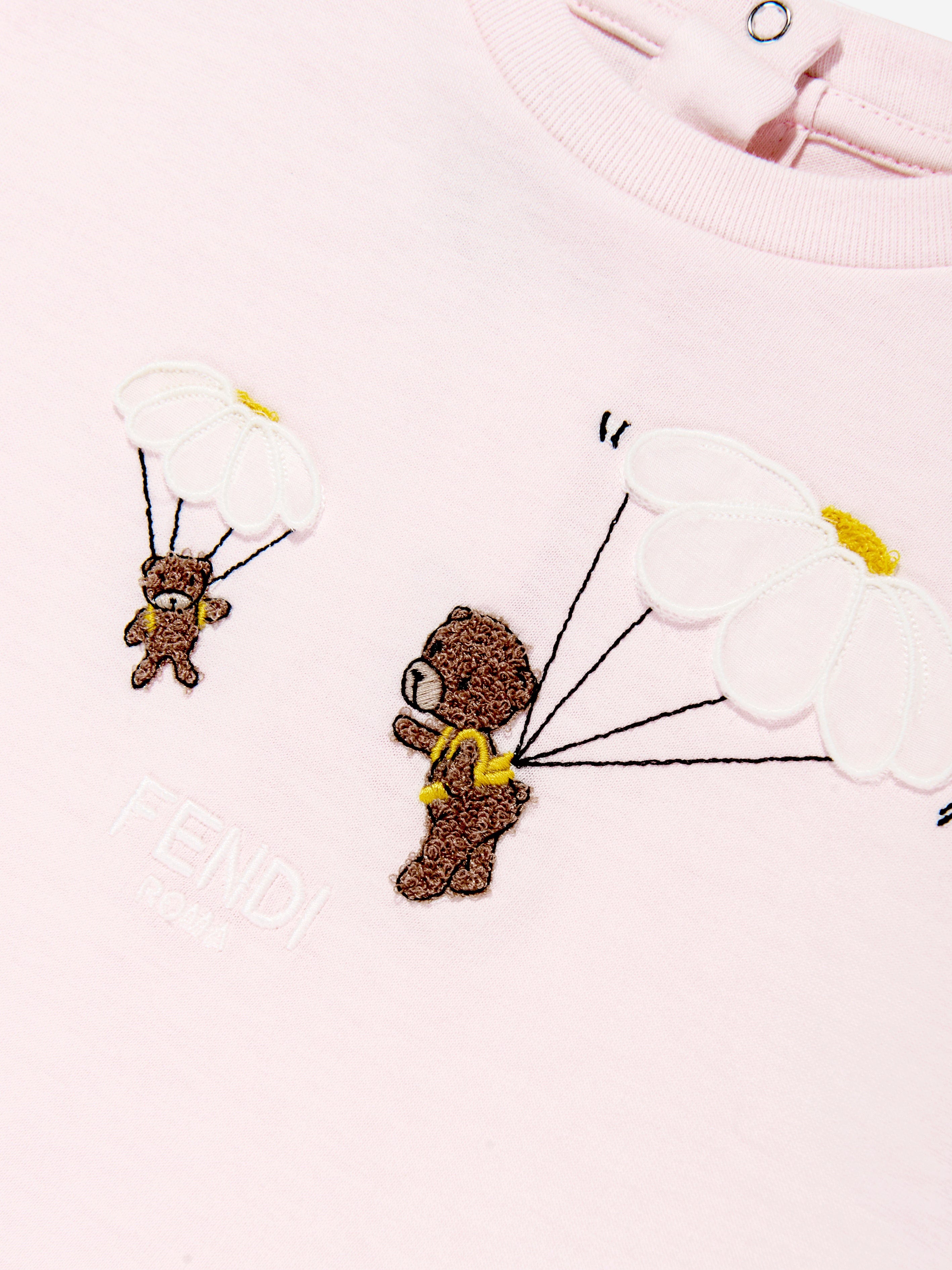 Adorable Pink Bear Print Baby Girls T-Shirt - Soft & Comfortable Cotton Tee for Playdates & Family Outings