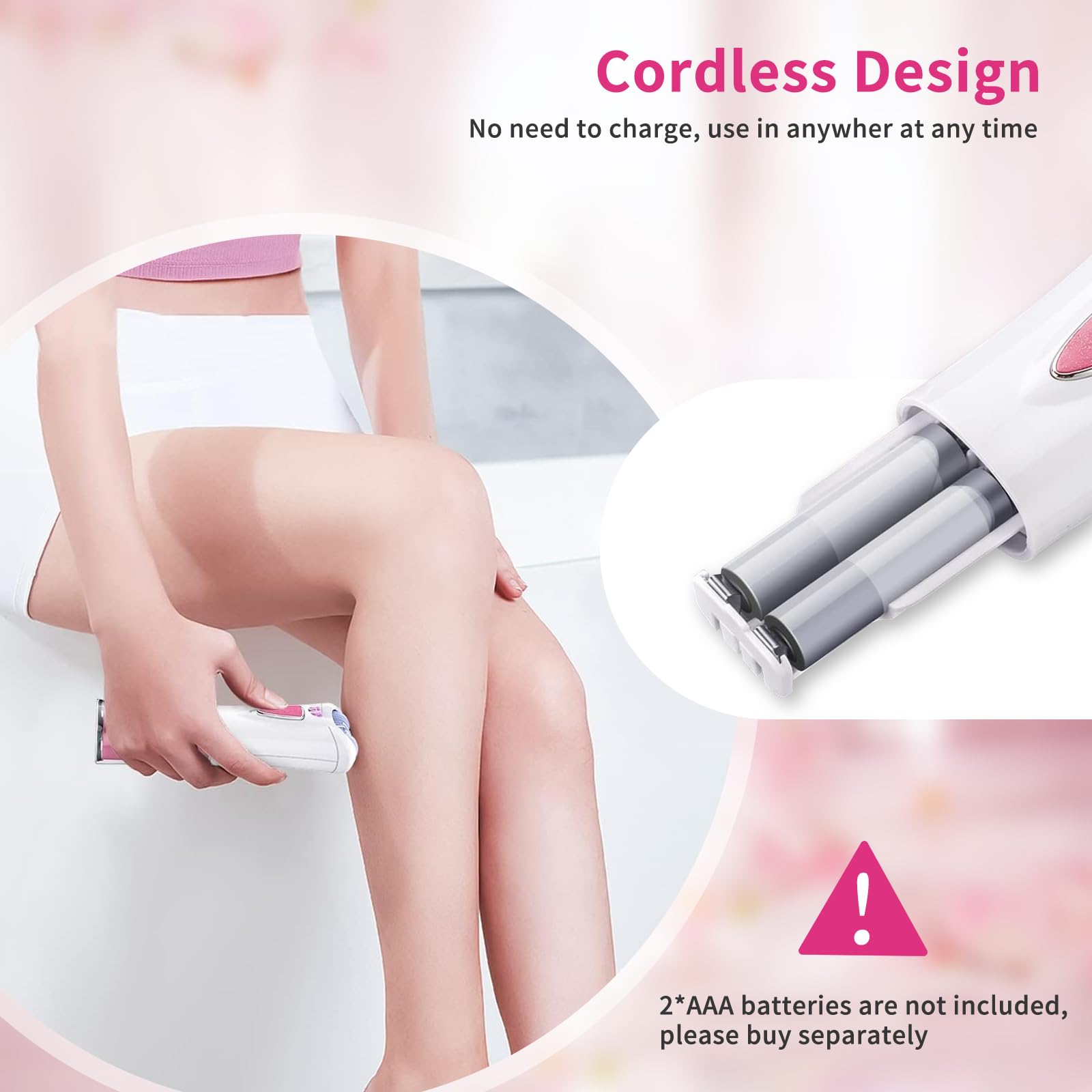 Glabrouse Cordless Electric Epilator for Women - Painless Hair Removal for Face, Arms, Legs, Bikini & Underarm Areas | Rechargeable Lady Shaver & Facial Hair Remover | Perfect for Travel, Gym & Home Use