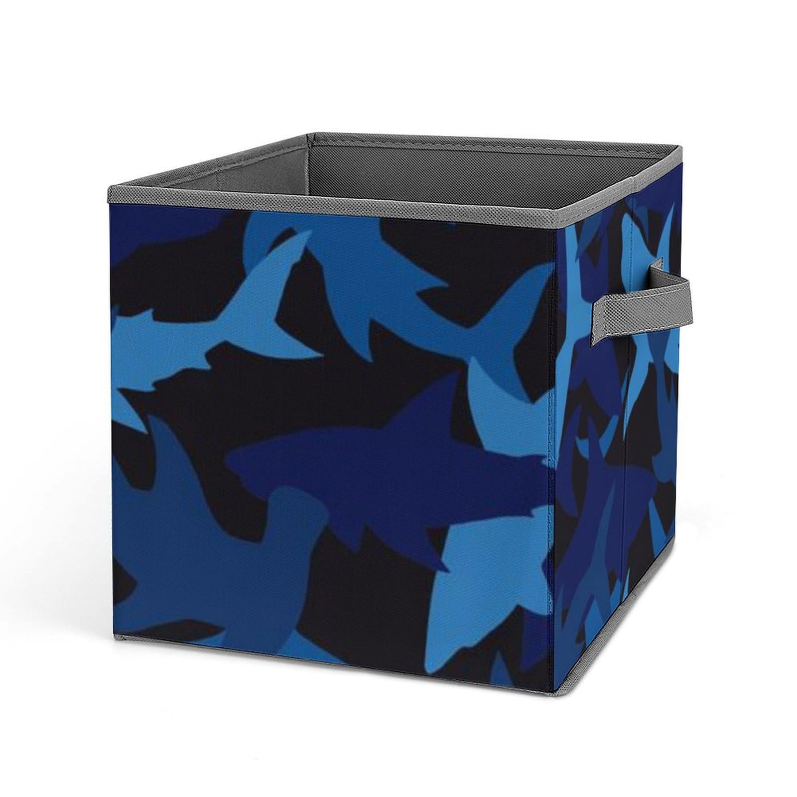 Blue Camouflage Shark Collapsible Storage Cube - 10.6
