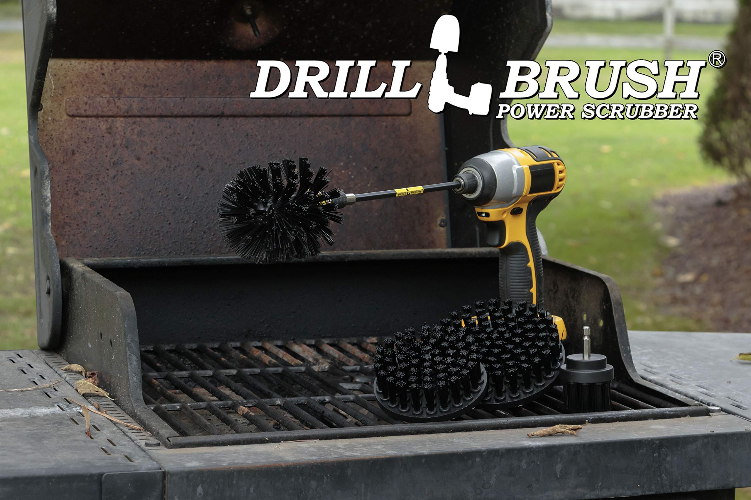 **Heavy Duty Nylon Drill Brush Set with Extension - BBQ Grill Brush, Concrete & Graffiti Cleaner - Cordless Electric Scrub Brush for Deep Cleaning - Household Cleaning Supplies for Kitchen, Bathroom & Outdoor Use**