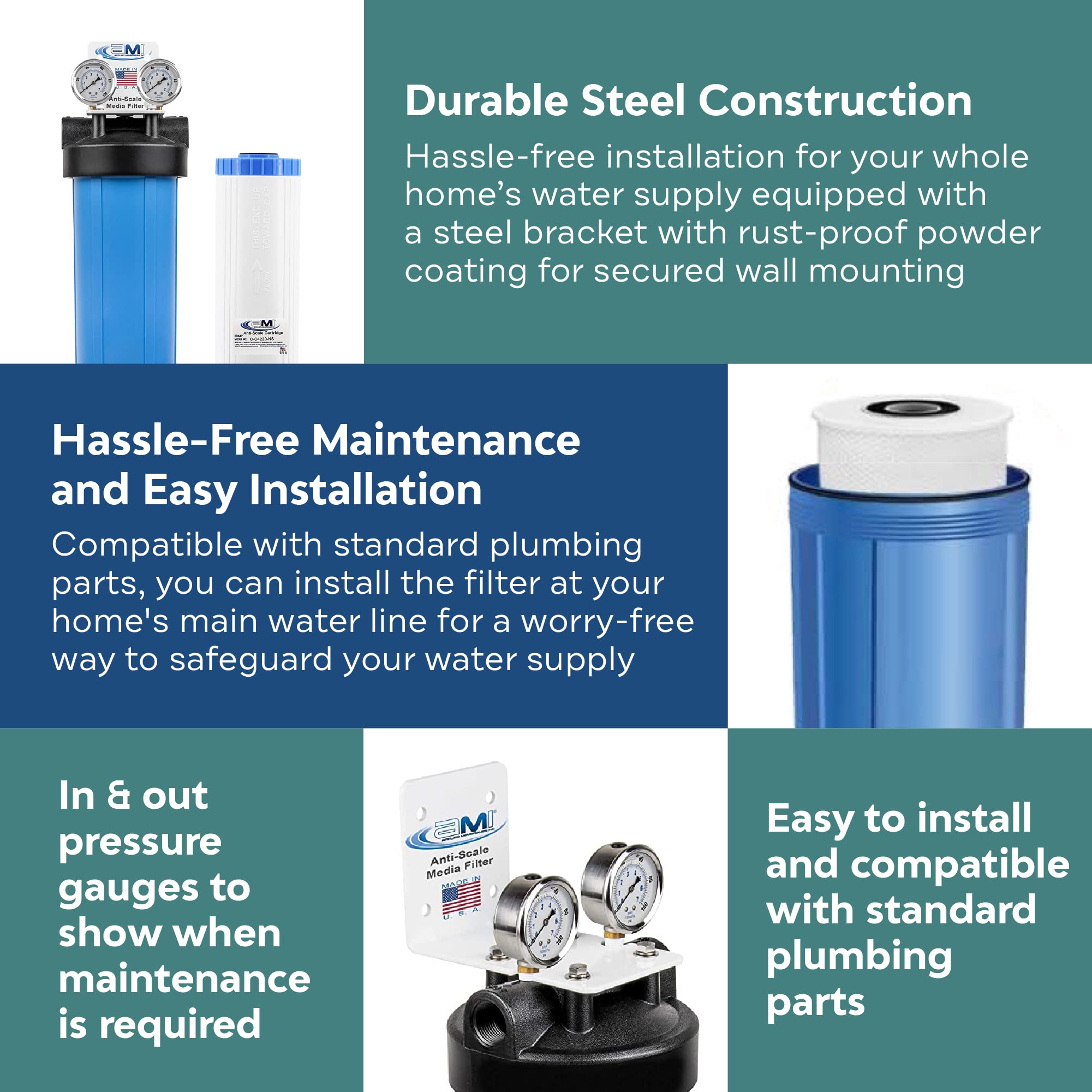 Applied Membranes Inc. Water Descaler System - Prevent Limescale in Tankless Water Heaters & Whole House Pipes | Hard Water Treatment Solution for Cleaner Showers & Longer Appliance Life