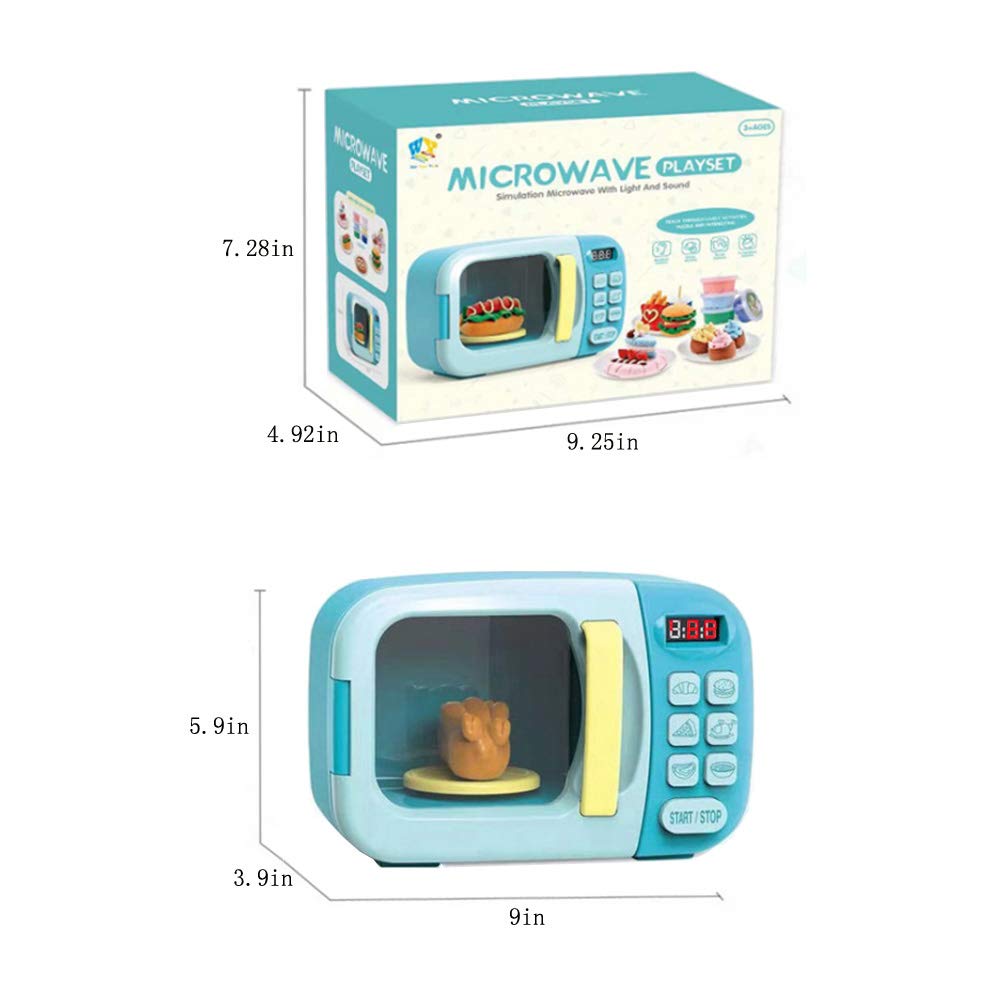 Best Kids Microwave Toy Kitchen Playset with Light & Sound - Pretend Play Electronic Oven with Play Food & 6 Color DIY Play-Doh for Toddlers Ages 3+ (Blue) | Fun Learning Toy for Preschoolers & Role Play Games