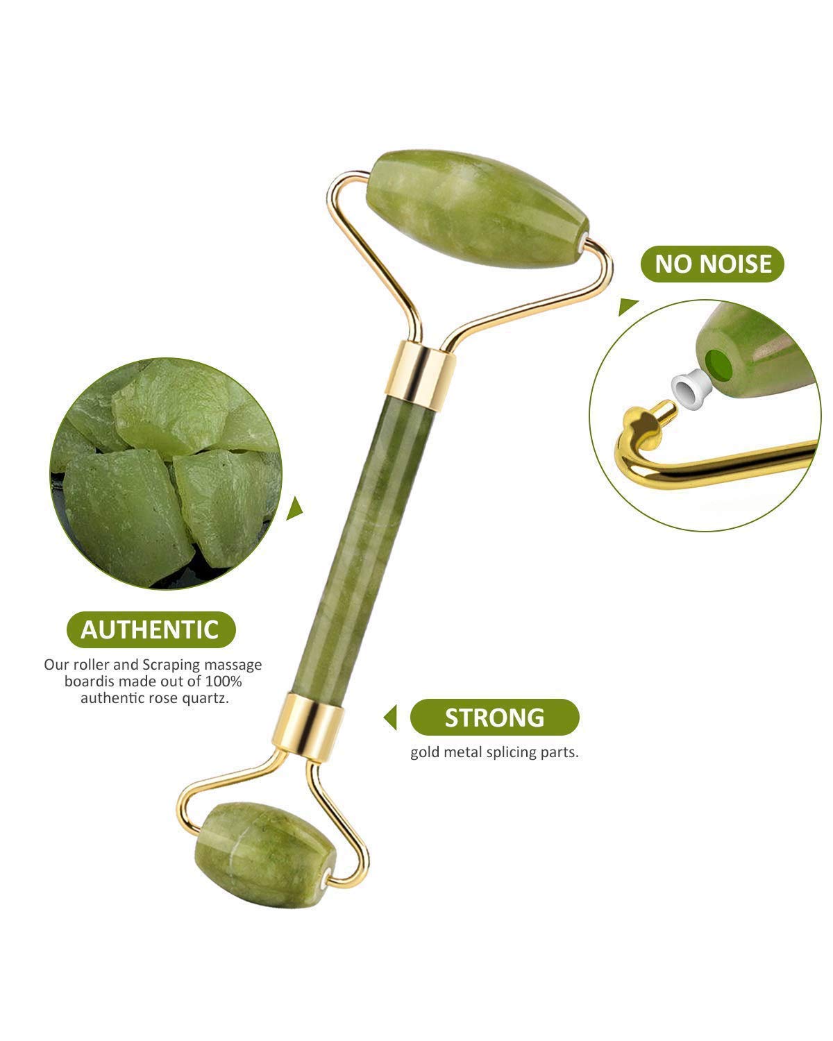 KIRA 100% Natural Jade Roller for Face, Eye & Neck Massage - Reduce Wrinkles & Fine Lines, Anti-Aging Facial Tool for Skin Rejuvenation - Perfect for Daily Skincare Routine & Relaxation at Home or Travel