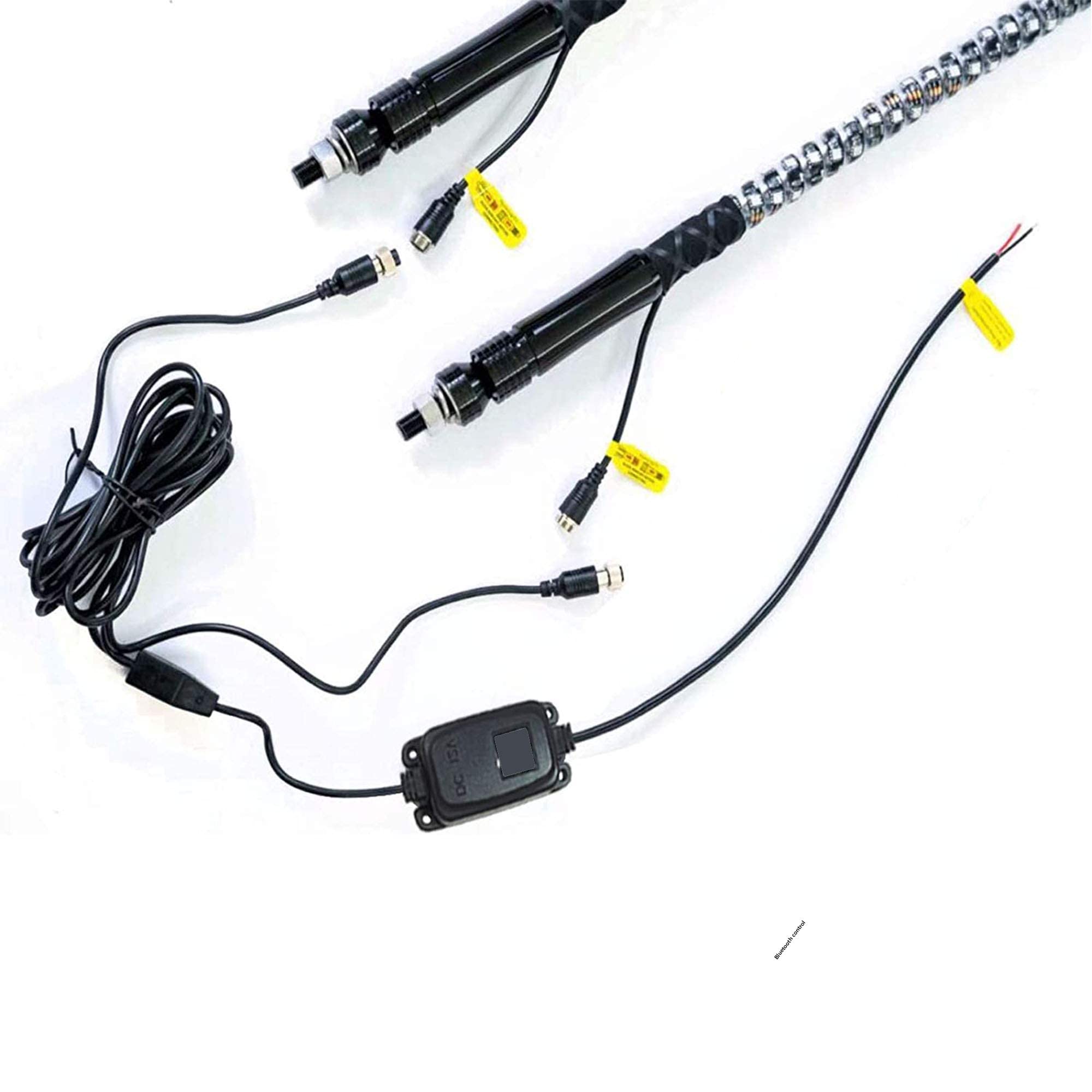 2PC 3FT RGB LED Whip Lights with APP Control - 360° Spiraling Rising Dancing Dreamcolor Flag for UTV, ATV, Off-Road, Sand Buggy & Dune RZ | Perfect for Night Rides, Off-Road Racing & Desert Adventures