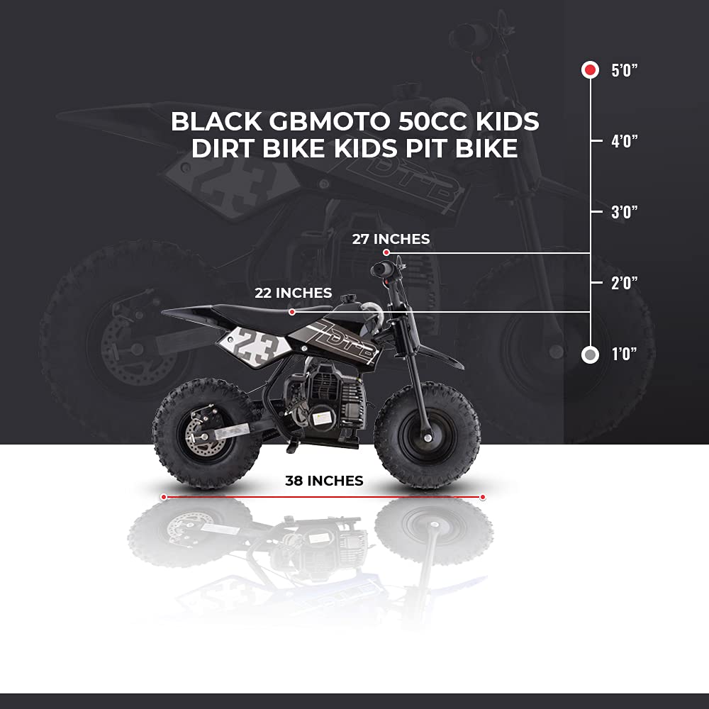 50cc Kids Pit Bike - Black 2-Stroke Gas Dirt Bike for Off-Road & Trail Riding | Youth Mini Motorcycle for Boys & Girls