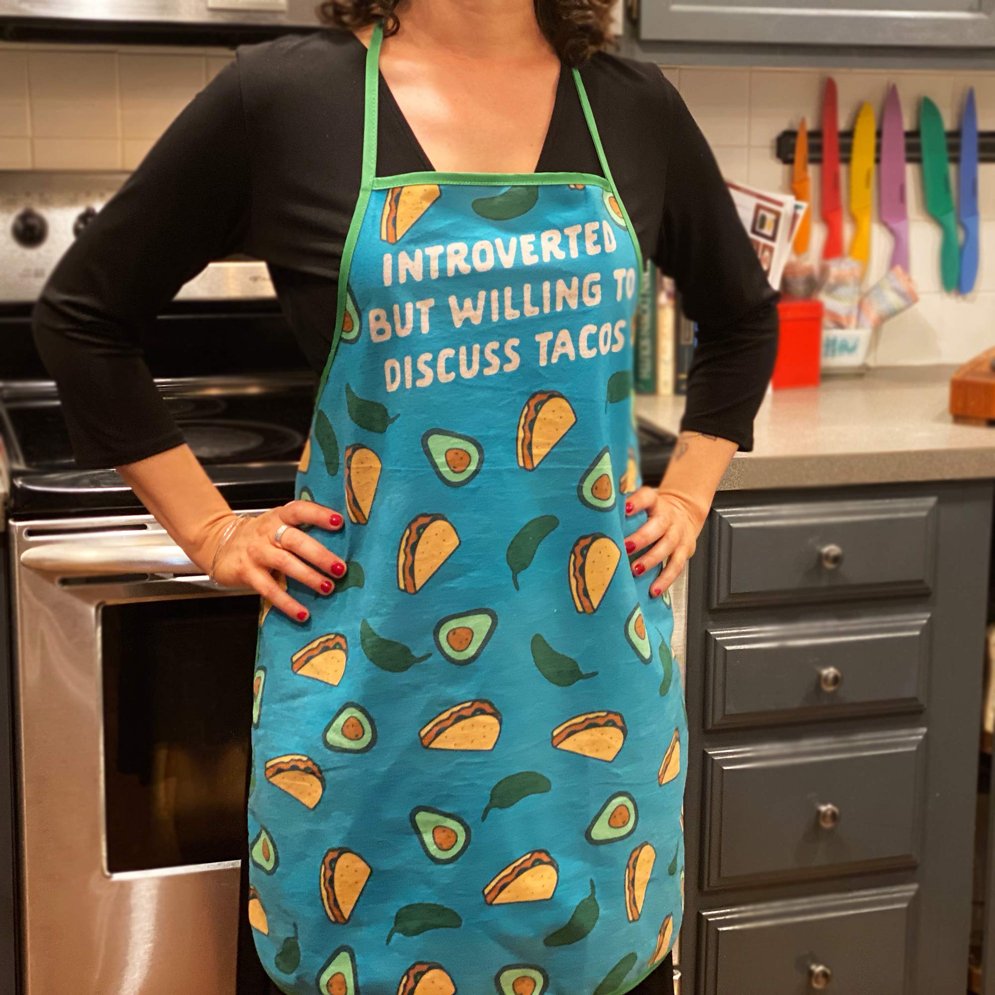 Funny Cinco De Mayo Graphic Oven Mitt - Introverted But Willing To Discuss Tacos Novelty Kitchen Accessories for Mexican Food Lovers | Perfect for Cooking, Baking & Taco Tuesday Parties