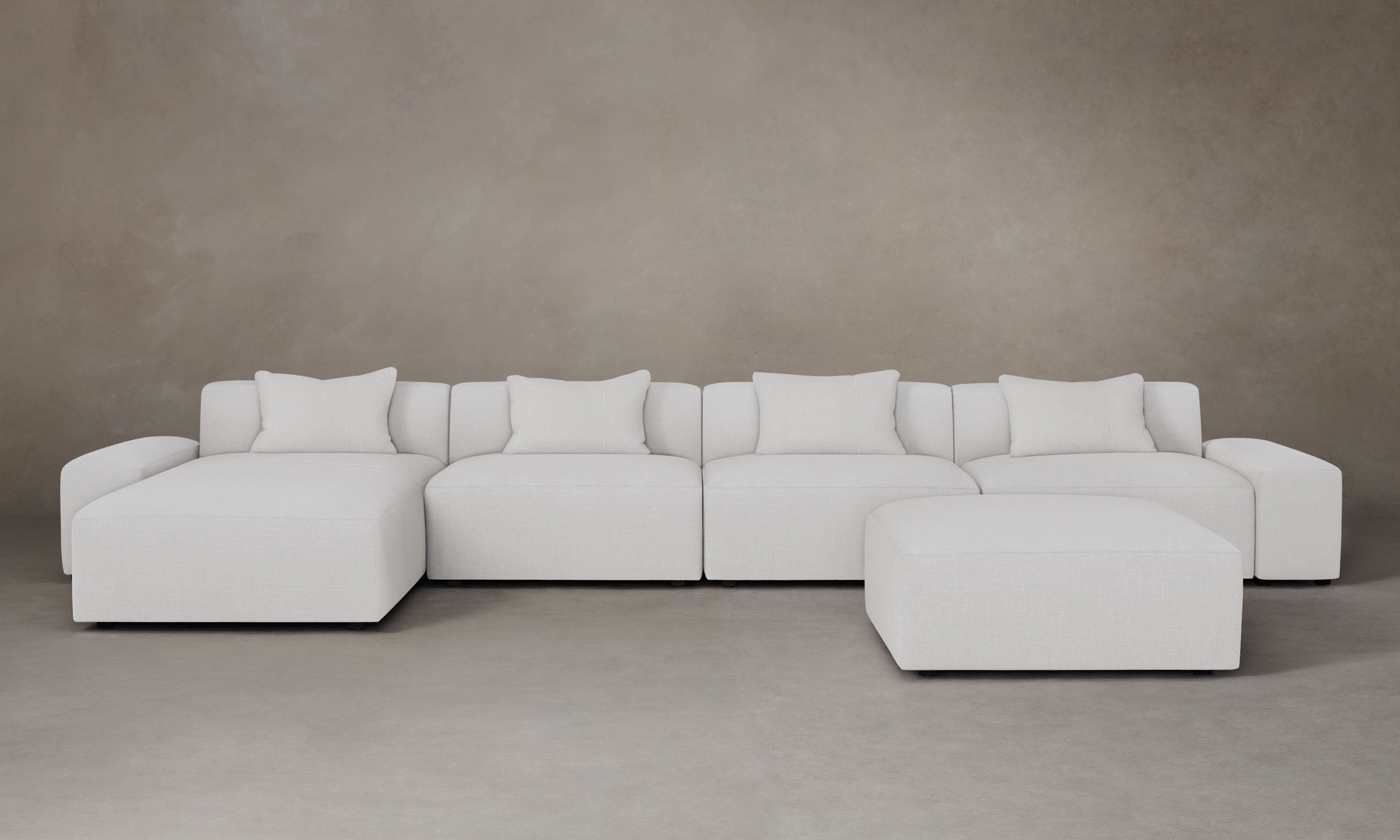 Breuer Modular Sectional Sofa - Performance Linen Weave in Pure White - Perfect for Modern Living Rooms & Open Concept Spaces
