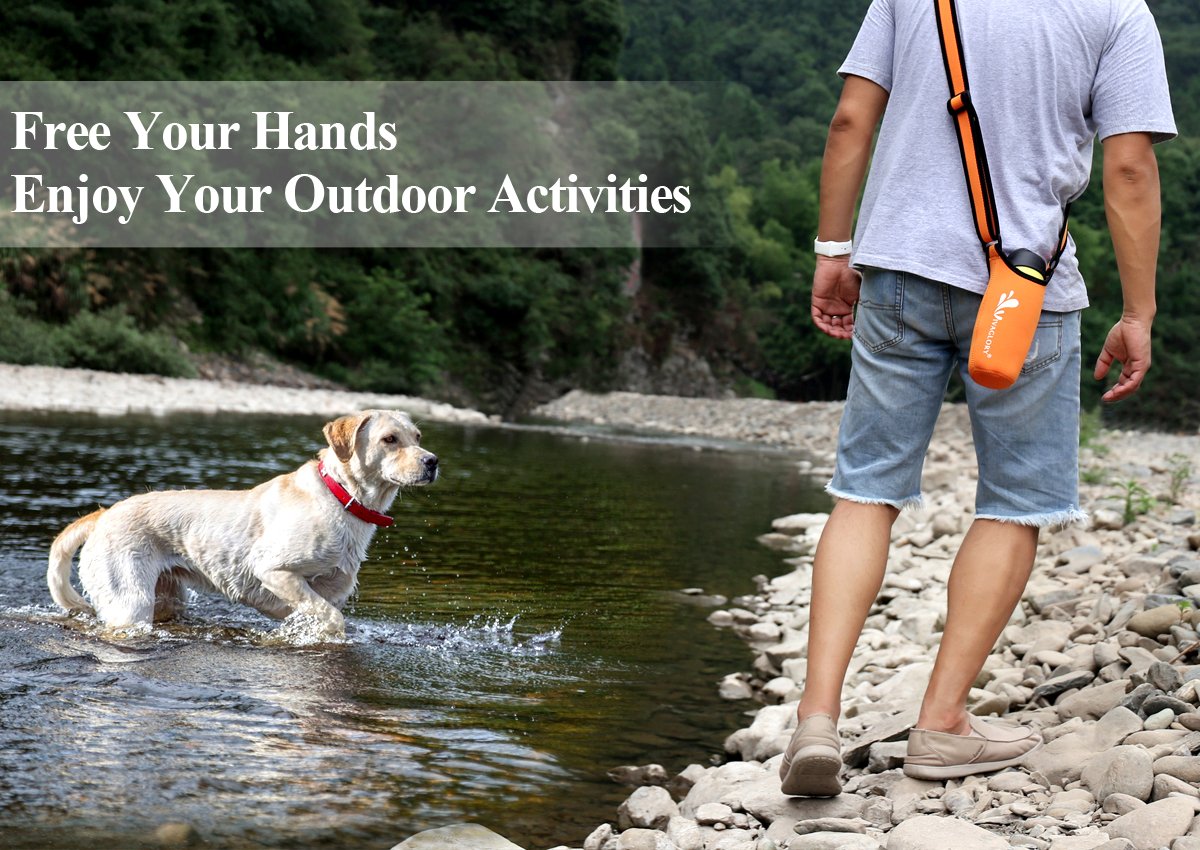 VIVAGLORY Insulated Neoprene Water Bottle Holder - Adjustable Strap for Sports & Outdoor