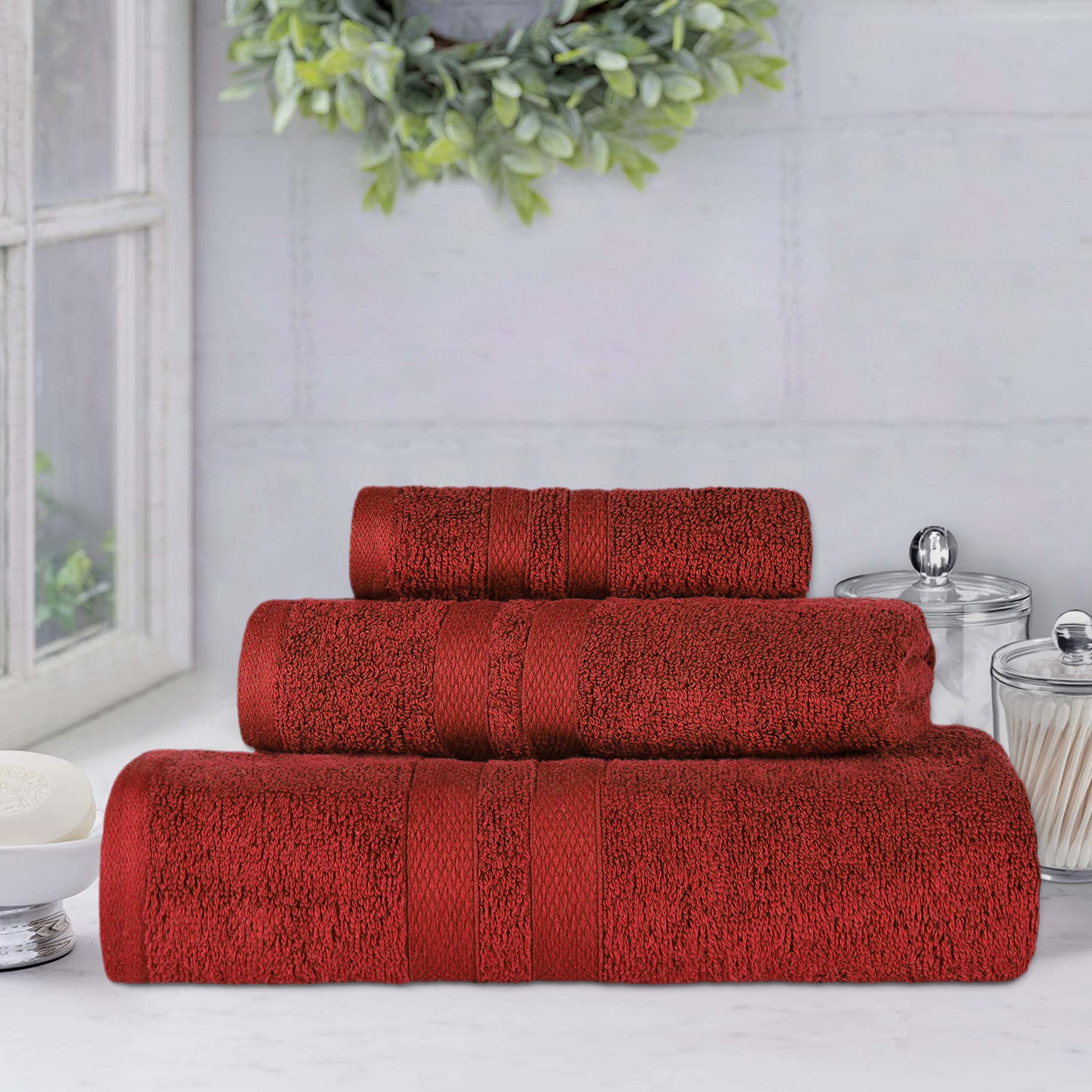 Ultra Soft Cotton Absorbent Bath Towel Set - 3 Piece Solid Color Towels for Bathroom, Spa, Gym & Beach | Quick Drying & Highly Absorbent