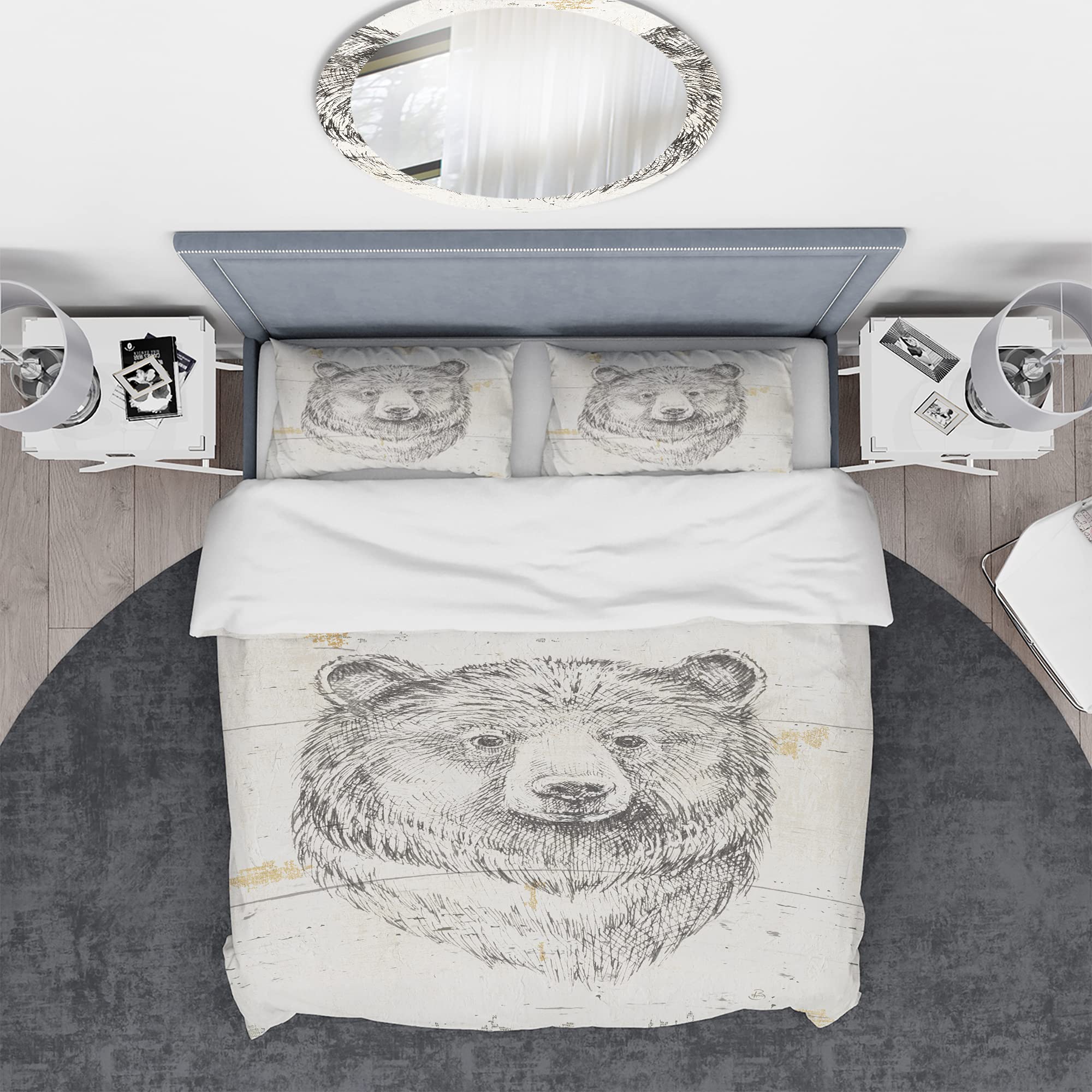 Premium Grey King Size Duvet Cover Set - 3 Piece Animal Print Bedding Set for All Seasons | Soft & Breathable Traditional Design | Perfect for Master Bedroom, Guest Room, or Vacation Home