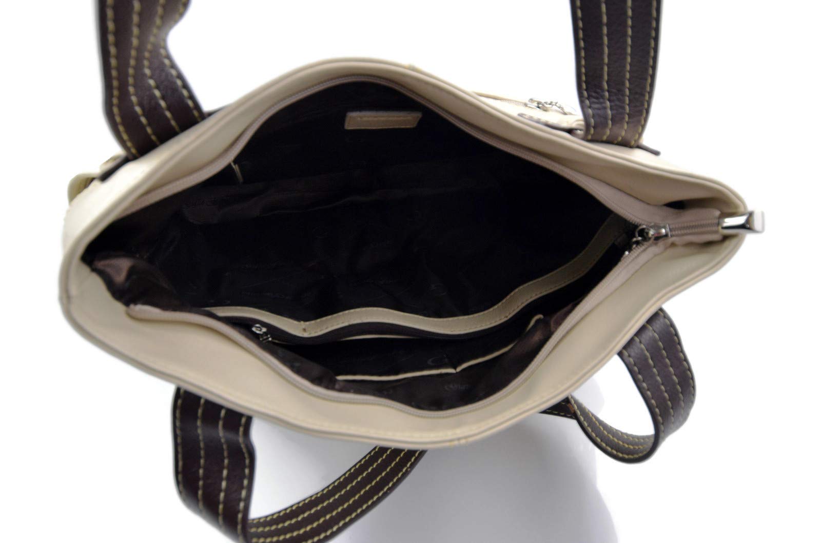 Italian Genuine Leather Shoulder Bag for Women - Crossbody Handbag in Beige | Perfect for Work, Travel & Everyday Use