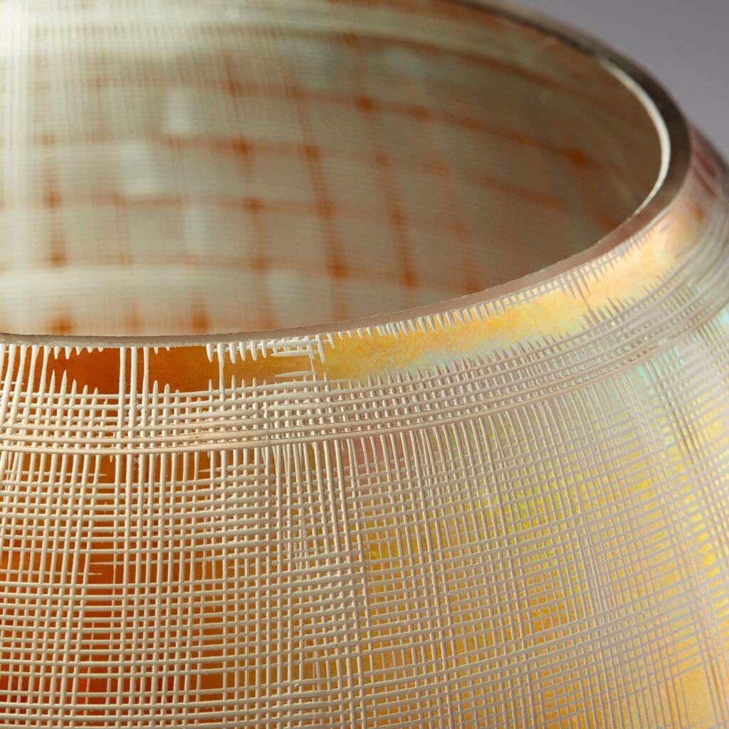 Gradient Grid Vase by Cyan Design - Medium Size, Combed Iridescent Gold Finish - Perfect for Modern Home Decor, Wedding Centerpieces & Office Tabletop Arrangements