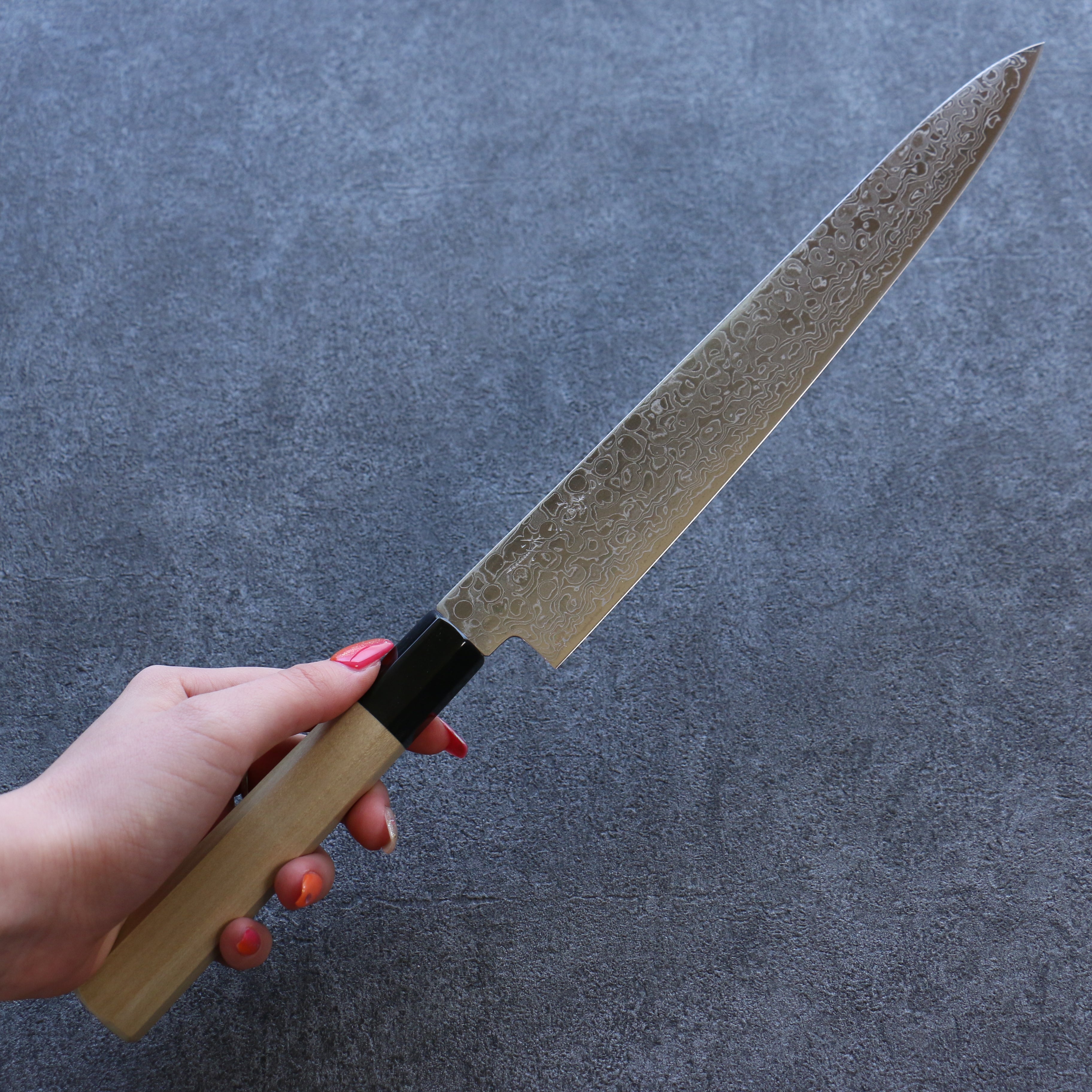 Premium Misuzu AUS10 Damascus Sujihiki Knife 240mm - Handcrafted Japanese Slicing Knife with Magnolia Wood Handle - Perfect for Sushi, Sashimi & Meat Cutting