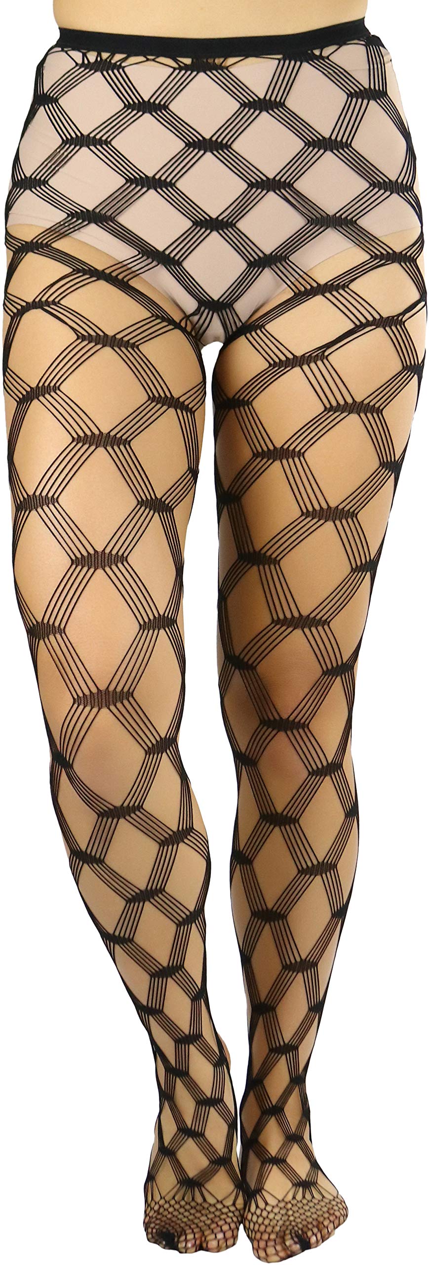 ToBeInStyle Women's Diamond Mesh Pantyhose Stockings - Sexy Sheer Tights for Party, Date Night & Special Occasions