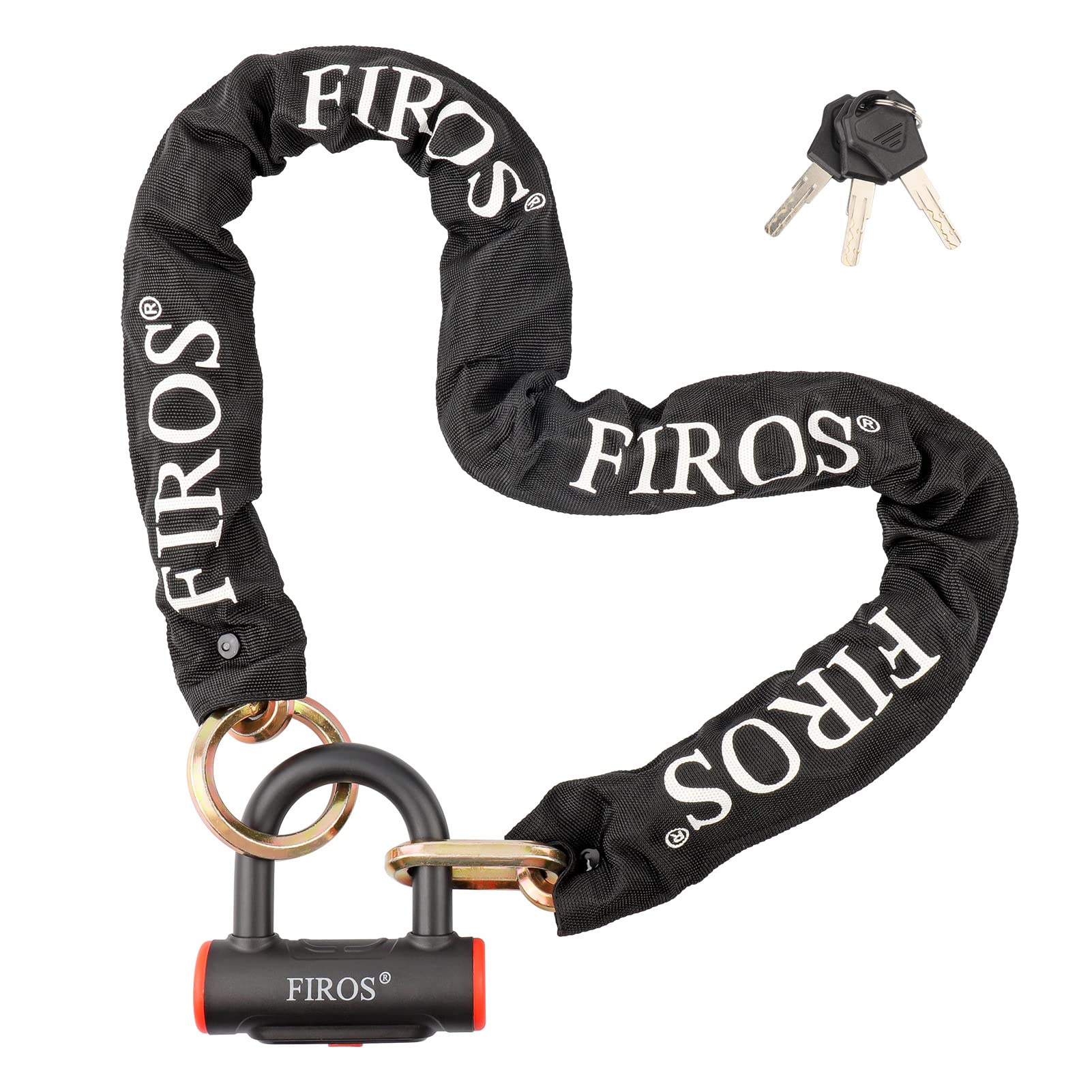 FIROS 4ft Heavy Duty Motorcycle Chain Lock with 16mm U Lock - Anti-Theft Bike Lock for Motorcycles, Bicycles, Scooters, Generators & Gates - Perfect for Outdoor Security, Parking Protection & Travel Safety