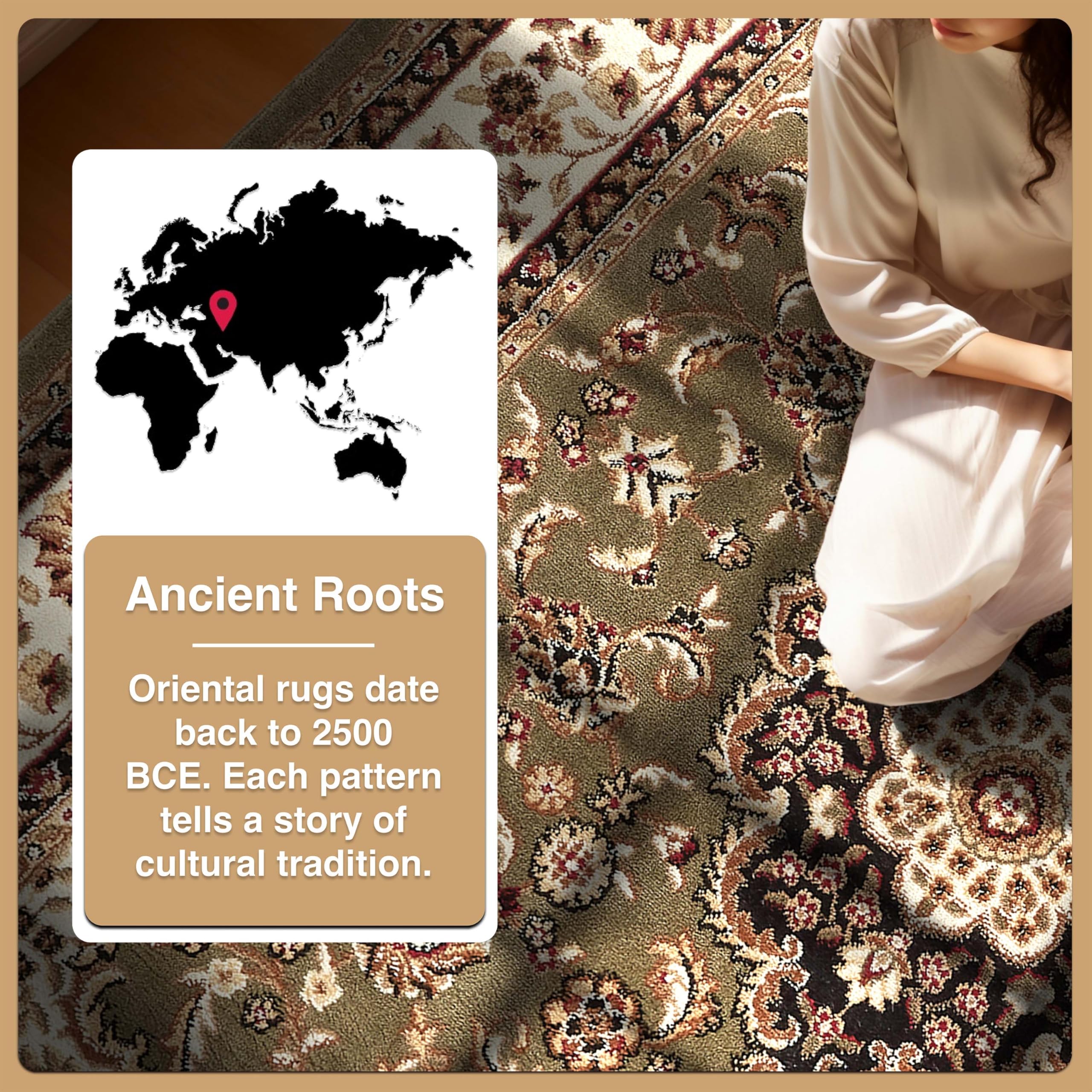 Well Woven Barclay Collection Medallion Kashan Green 5 ft Round Area Rug - Soft Non-Slip Living Room, Bedroom & Dining Room Carpet - Perfect for Home Decor, Office & Nursery