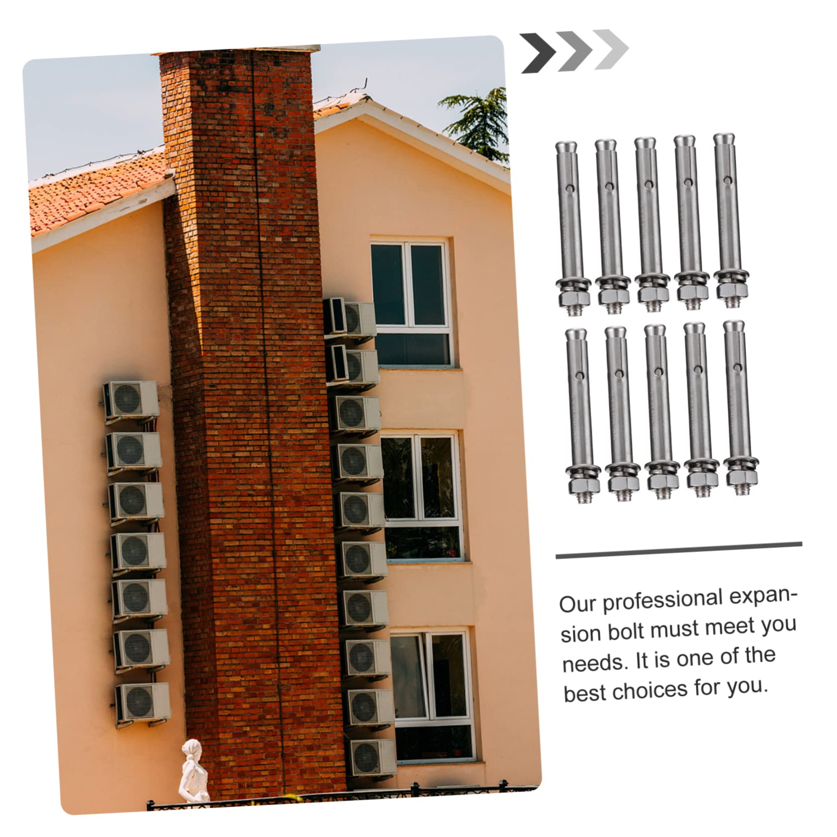 Stainless Steel Expansion Bolts 10pcs - Concrete Anchor Kit for Home & Construction