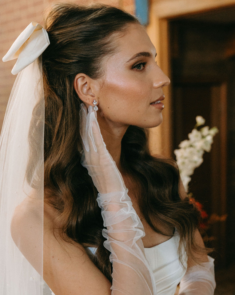 Elegant Pear Crystal Drop Wedding Earrings by Stephanie Browne at Kezani - Perfect for Bridal, Prom & Formal Occasions