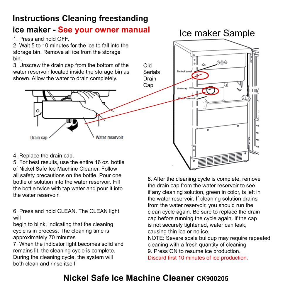 Best Ice Machine Cleaner for KitchenAid 4784604 - Deep Cleaning Solution for Refrigerator & Freezer Ice Makers - Eliminates Mold & Odors - Safe for Home & Commercial Use