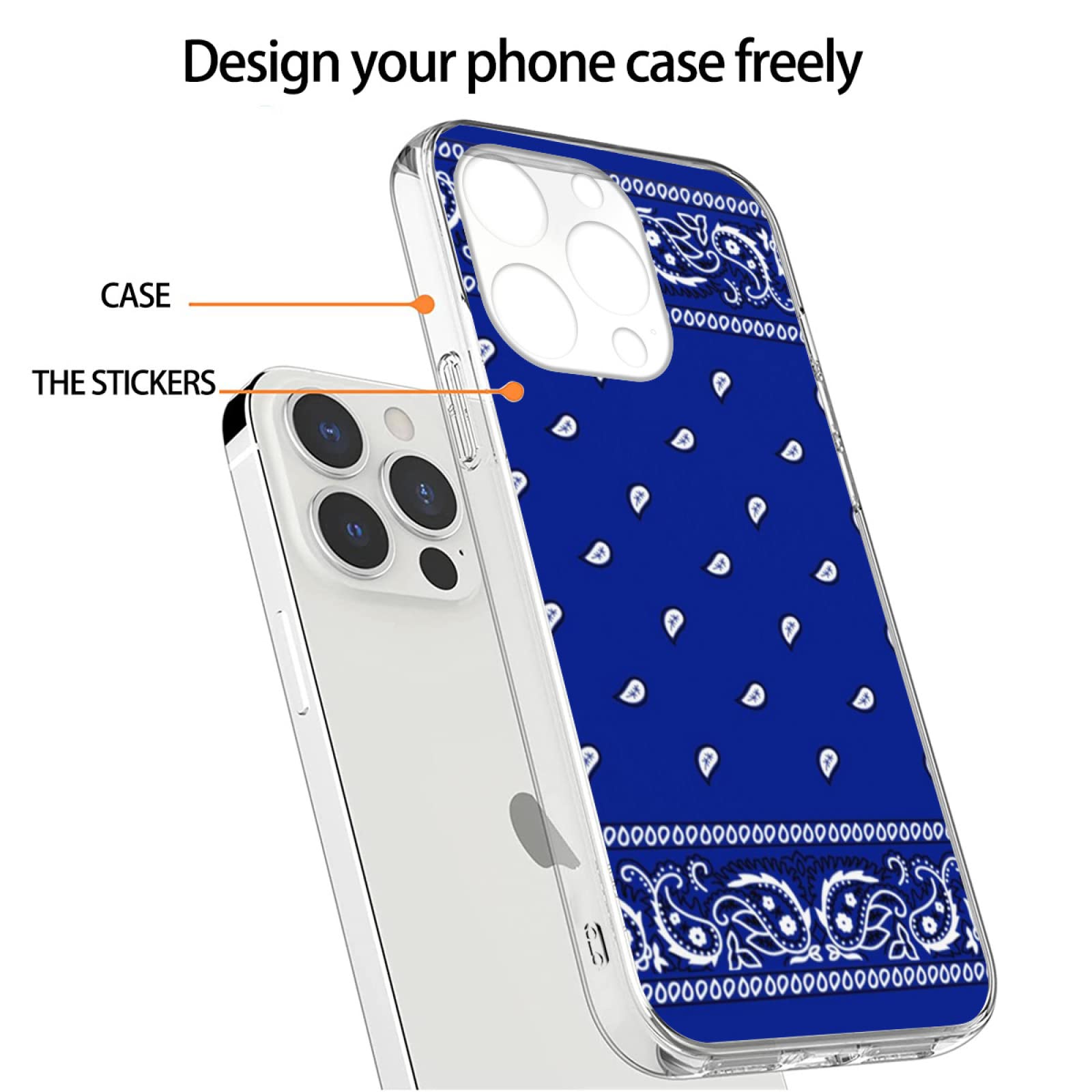 iPhone 13 Pro Max Clear Blue Waterproof Phone Case with Bandana Charm - Royal Accessories for Protection & Style | Perfect for Outdoor Activities, Travel & Everyday Use