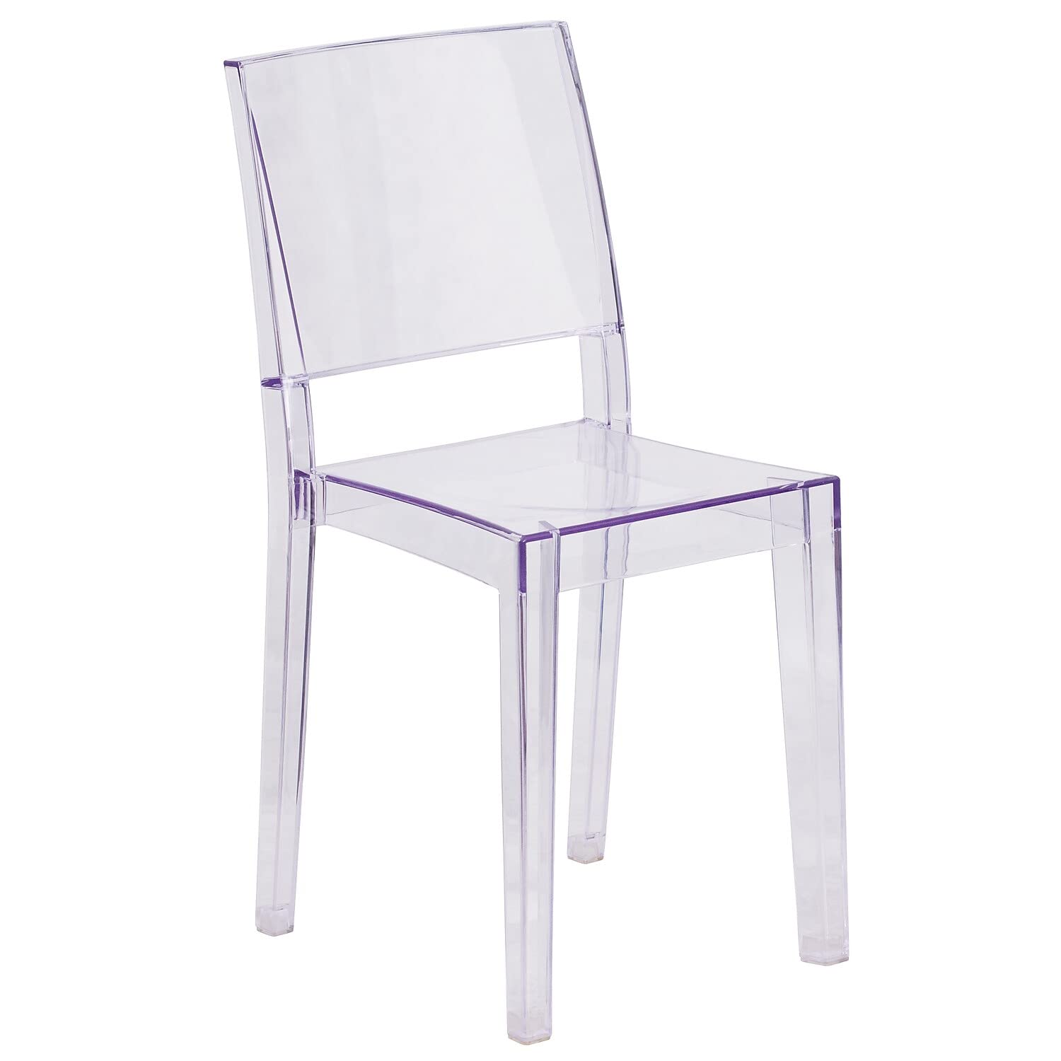 Flash Furniture Phantom Series Clear Plastic Stacking Side Chair - Lightweight & Durable for Dining, Office, or Outdoor Use