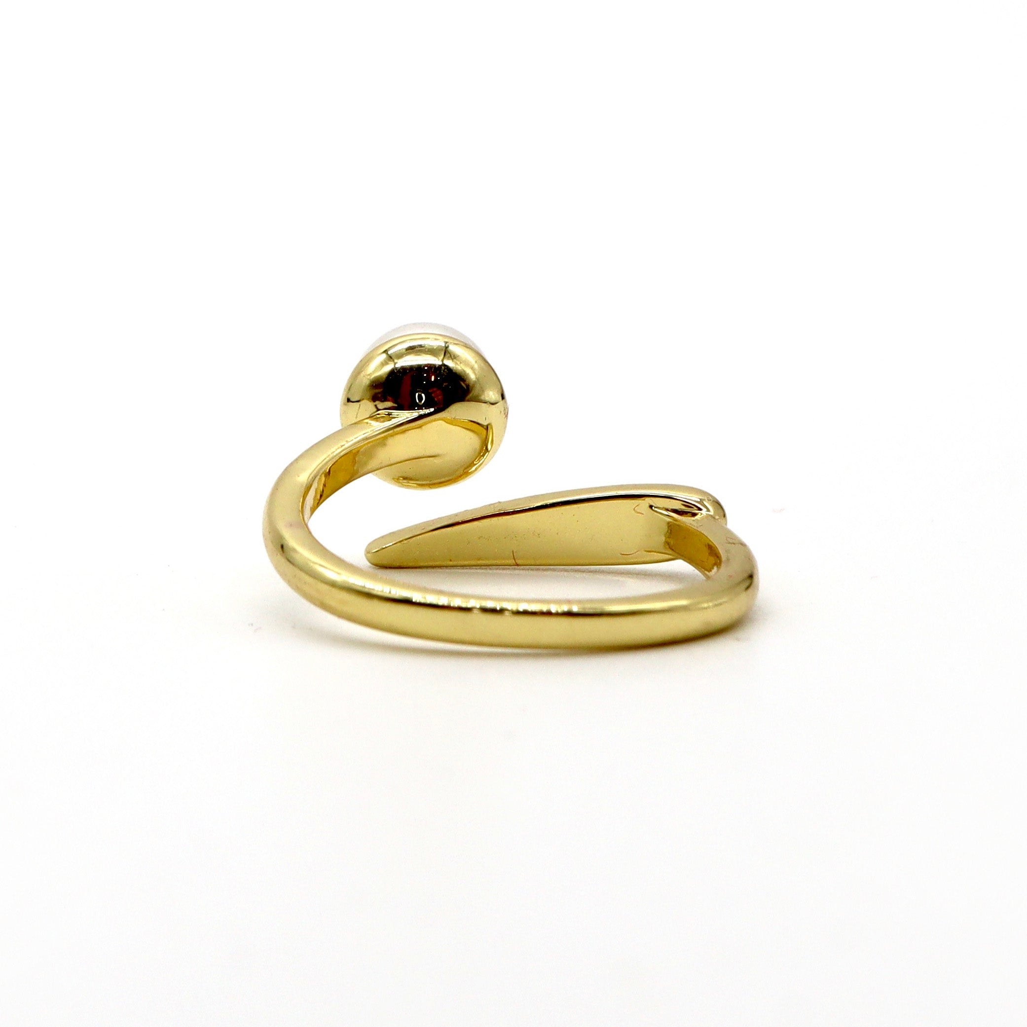 ROMALI 18K Gold Plated Adjustable Pearl Ring for Women - Elegant Stackable Jewelry Gift for Bridesmaids, Anniversary & Everyday Wear