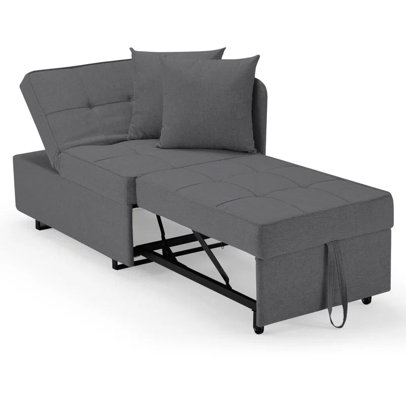 EROMMY 3-in-1 Convertible Sleeper Sofa Chair Bed - 5-Position Adjustable Backrest, Pull-Out Sofa Bed with Premium Faux Linen Fabric, Space-Saving Foldable Chair Bed in Dark Gray - Perfect for Small Apartments, Guest Rooms & Home Offices